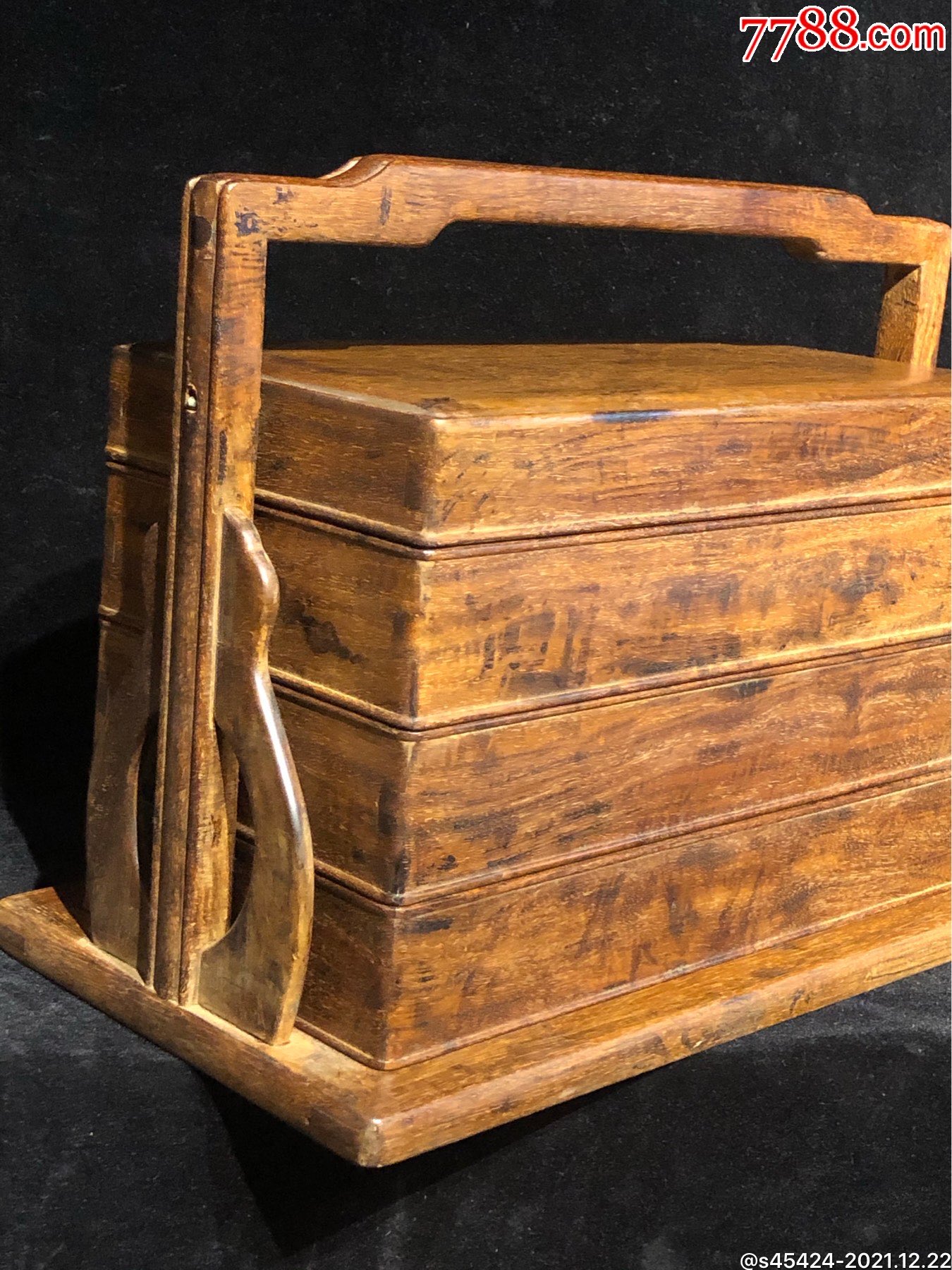 旧物黄花梨木质提盒