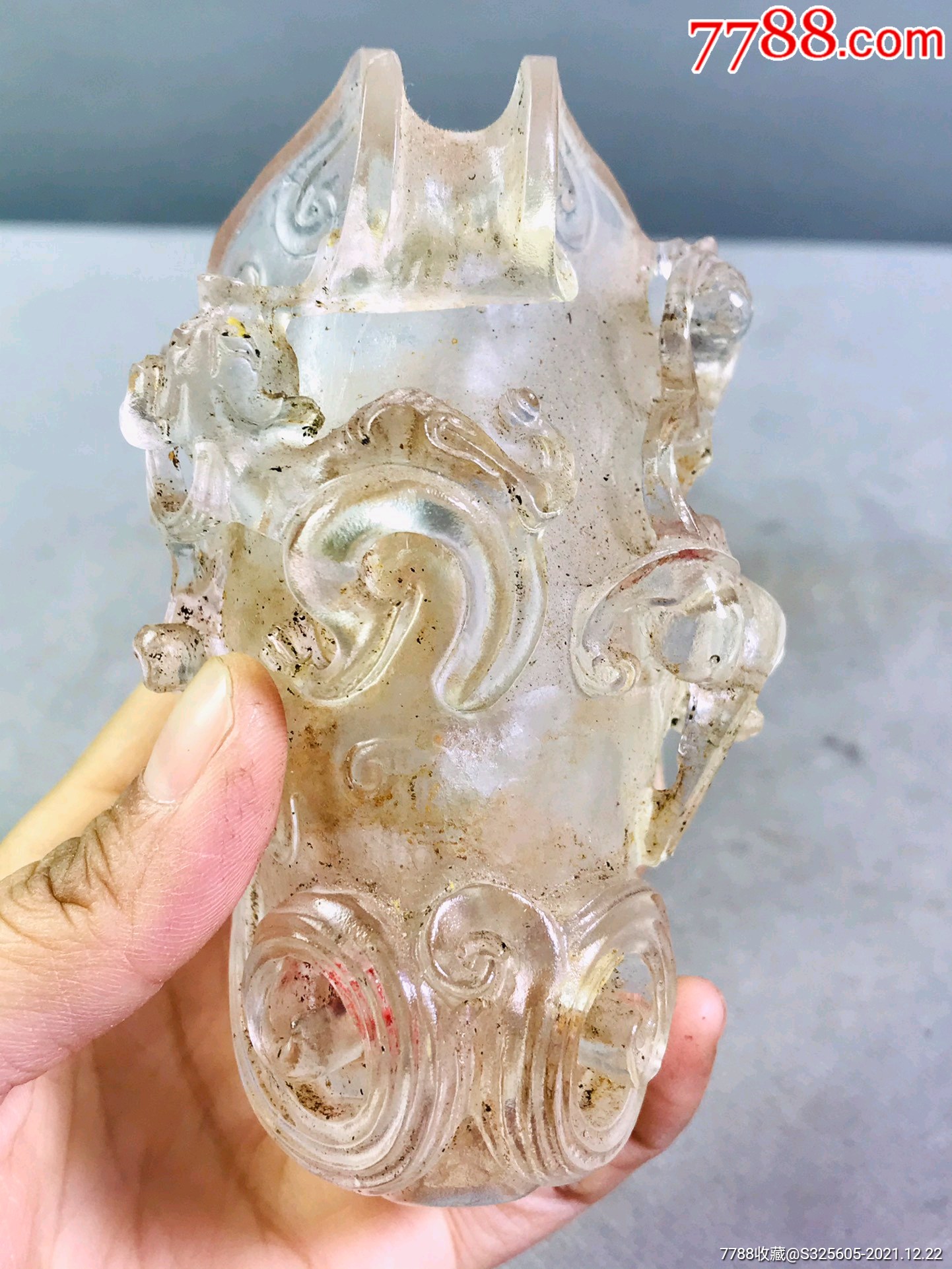 汉代古法琉璃爵杯包浆均匀自然皮壳老道手感温润保存完好无磕碰成色