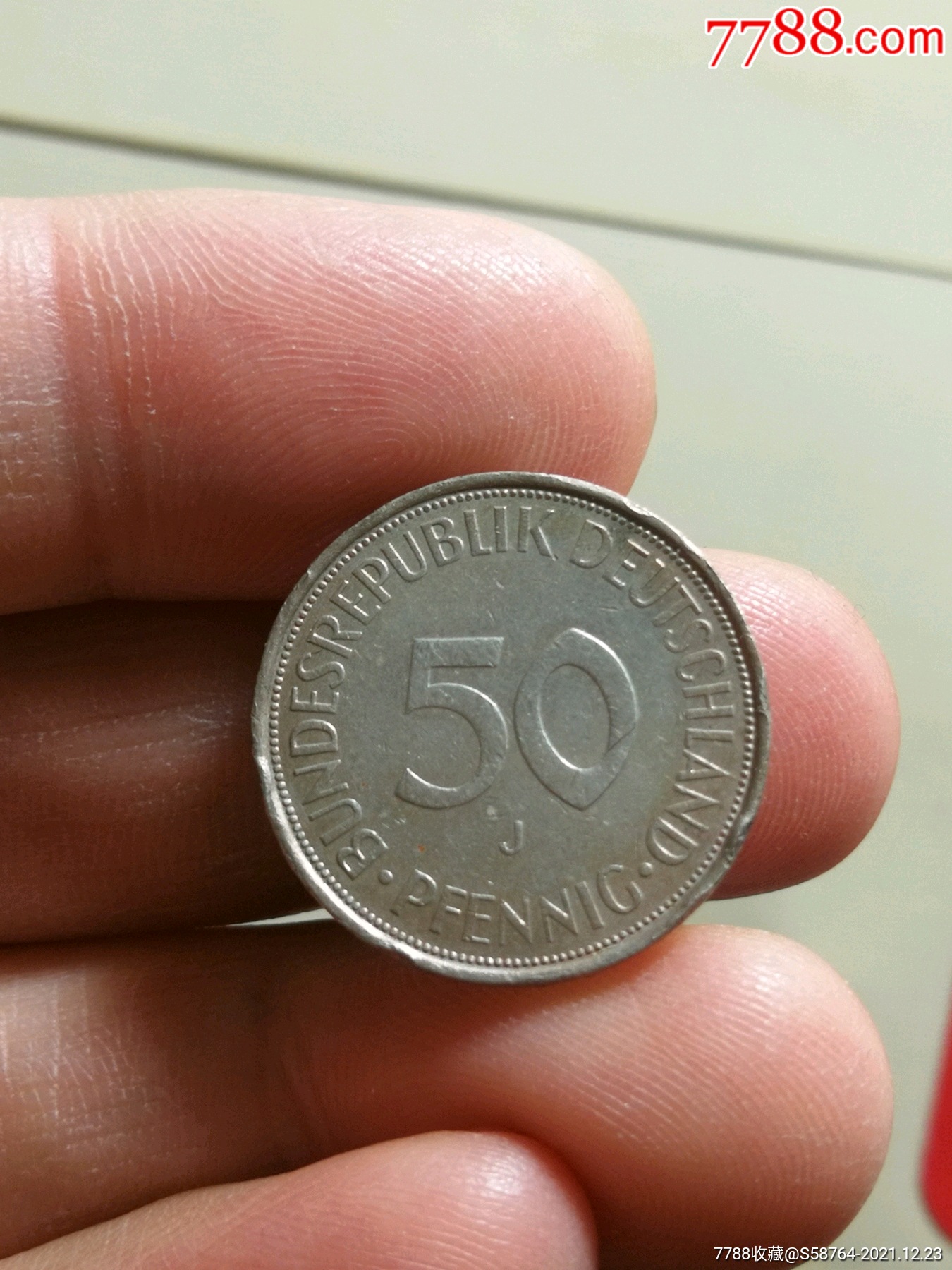 德国1972年50芬尼背逆30度左右