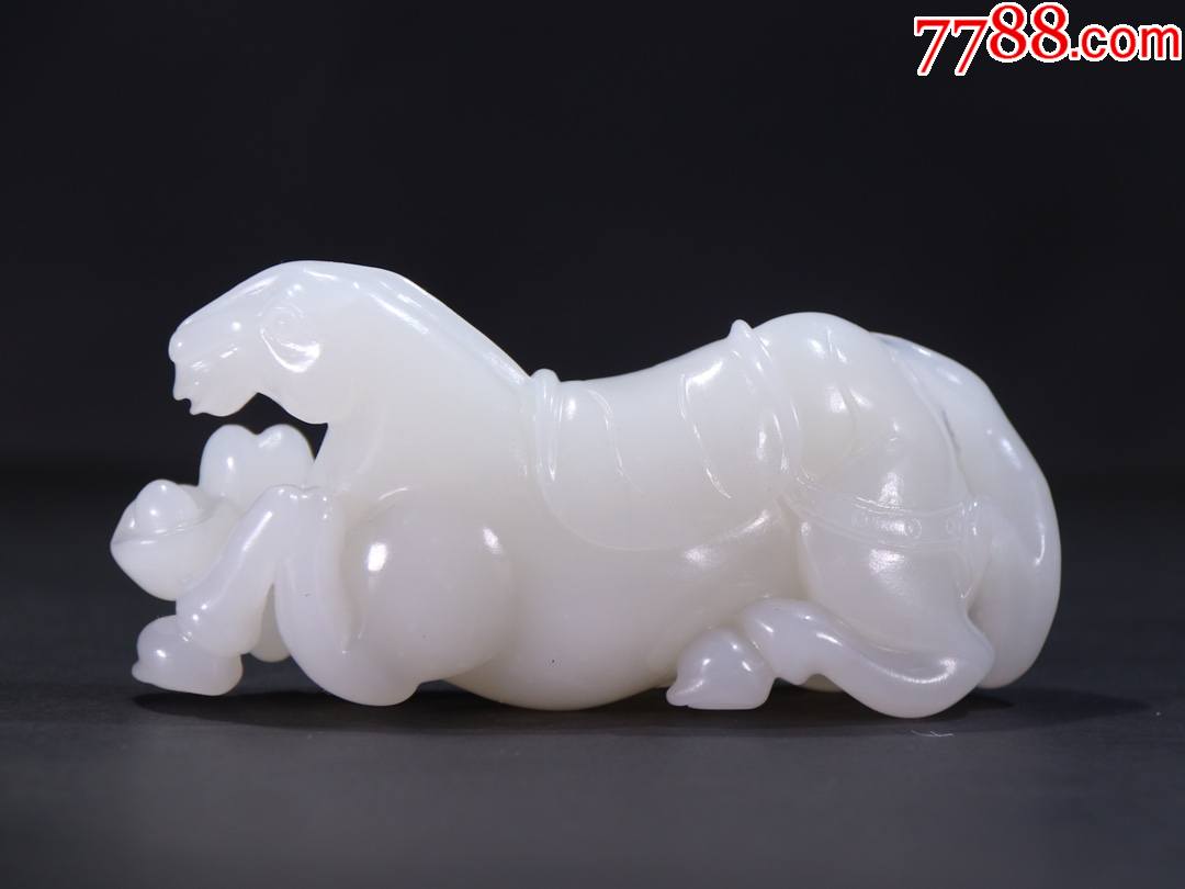 和田羊脂白玉马上有钱玉雕件