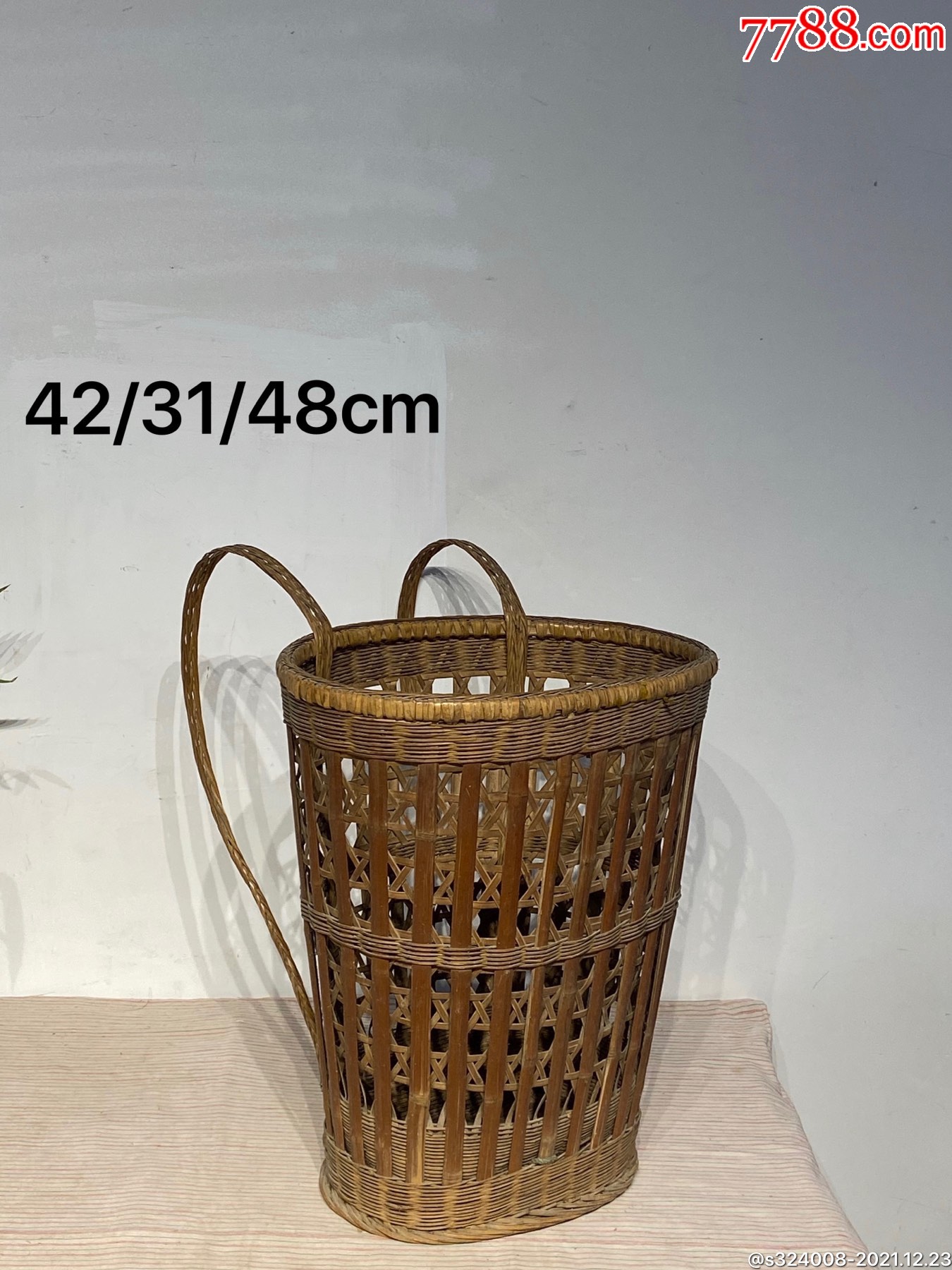 清代竹编小背篓秀气精致古朴典雅尺寸423148