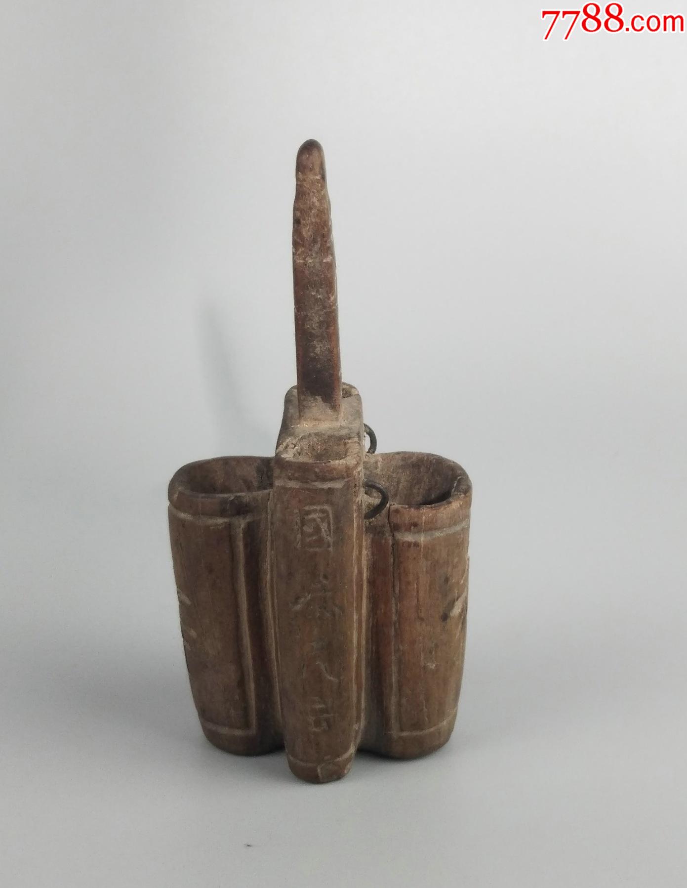 清代国泰民安天下太平福寿木雕笔挂