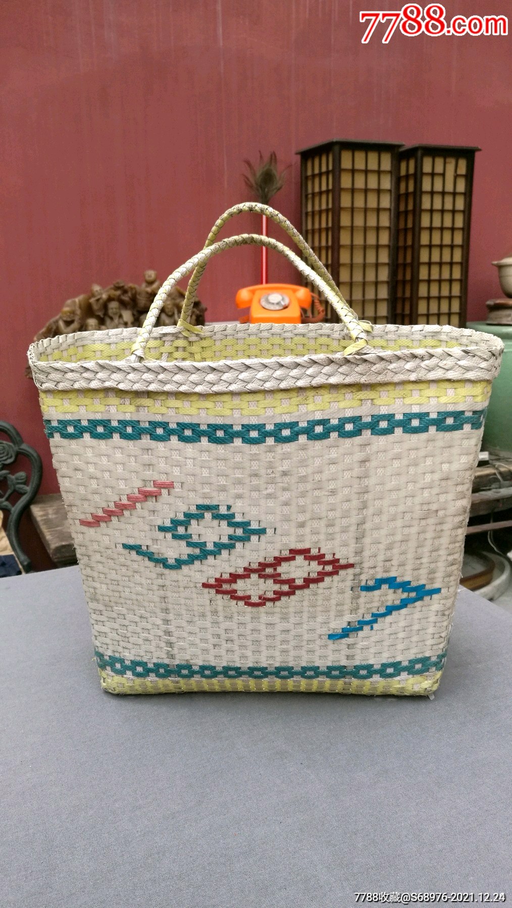 80年代手编提篮,1987年买菜篮_价格45元_第1张_77