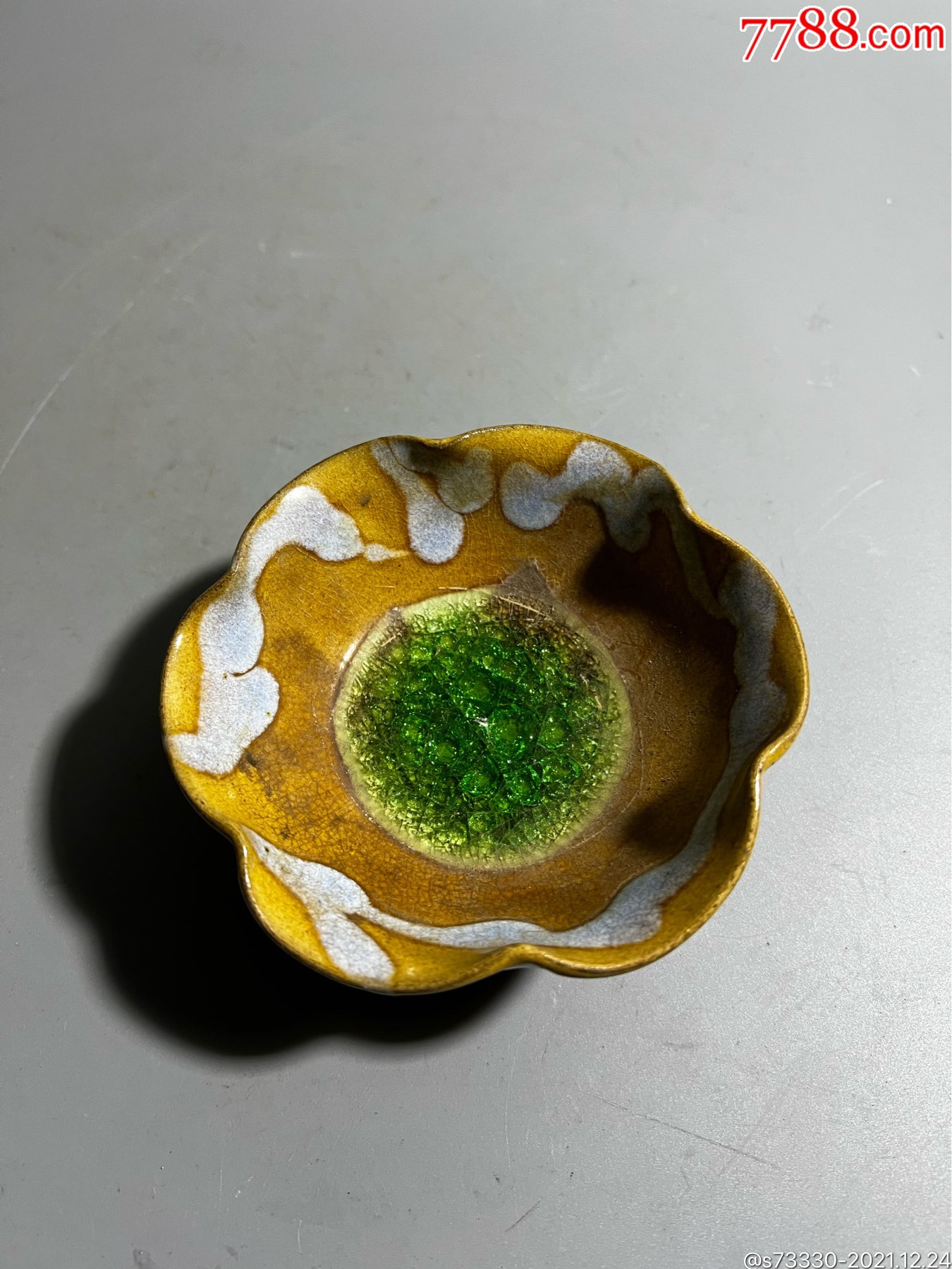 创汇期,玻璃釉花口小碗一只_彩绘瓷/彩瓷_第3张_7788瓷器