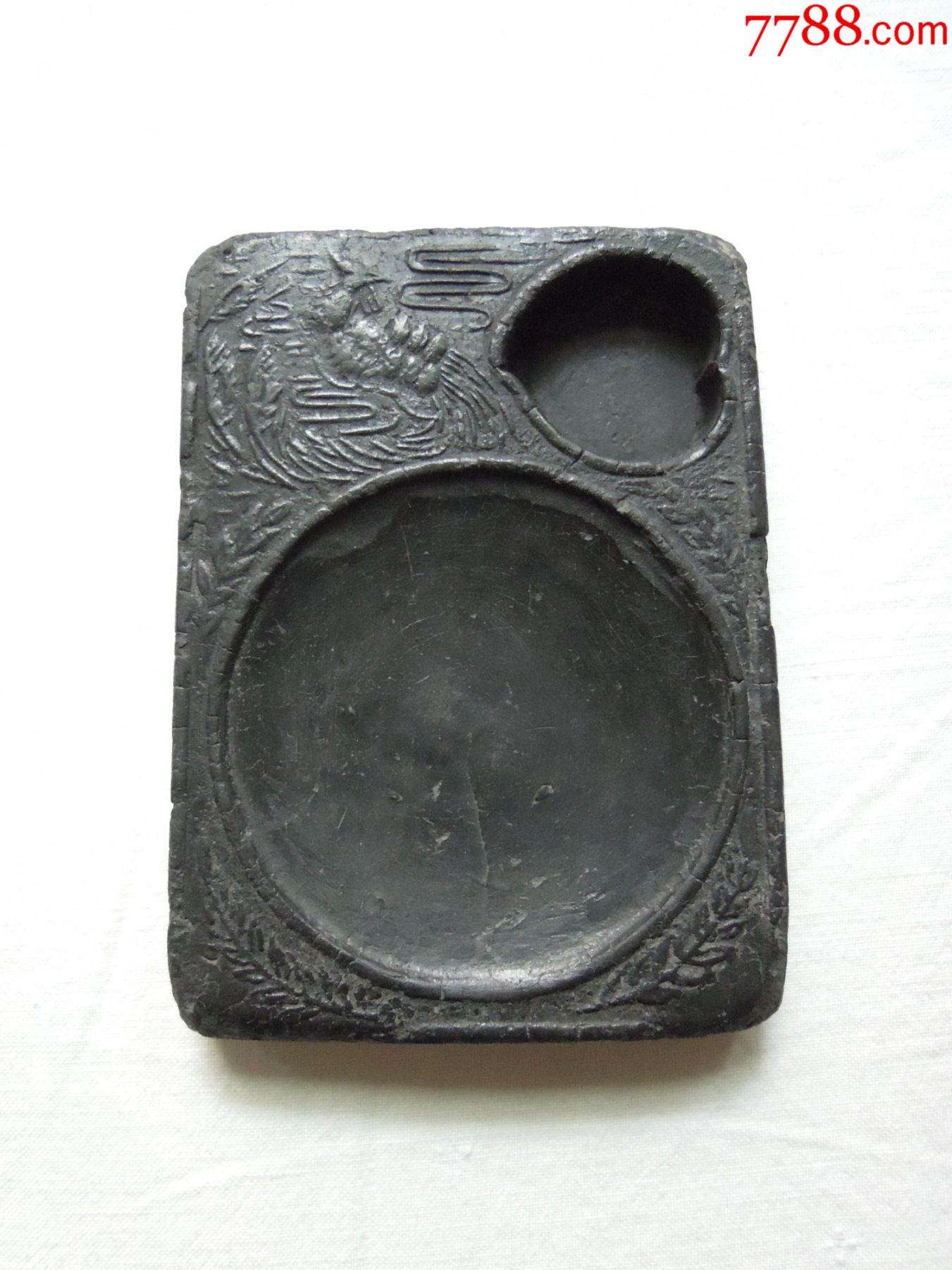 百年历史的砚台造型老墨古墨砚形墨