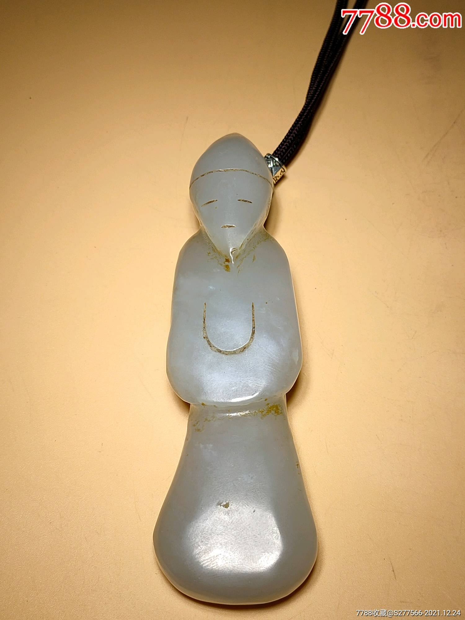 清代和田玉雕刻翁仲玉把件