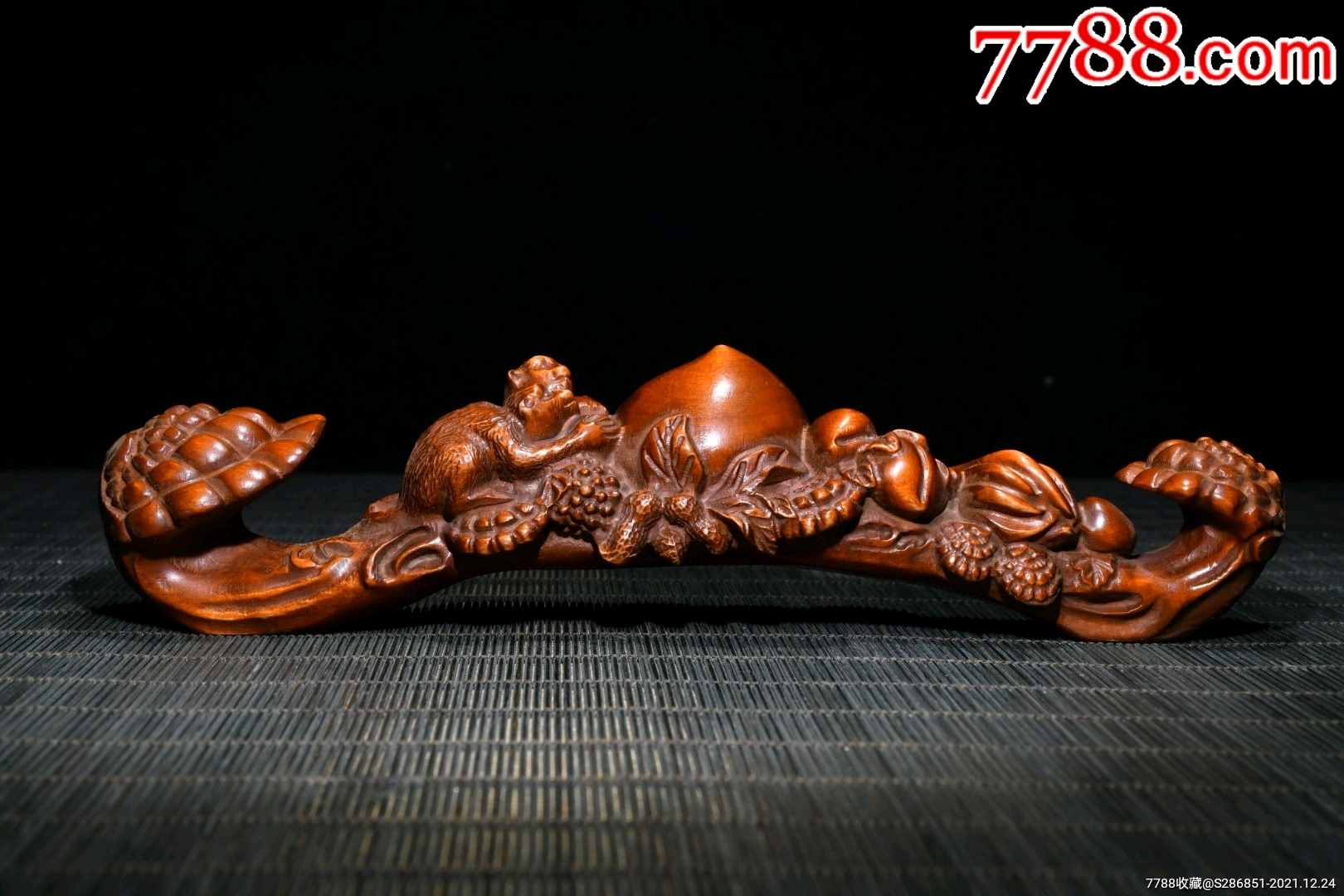 黄杨木灵猴献寿如意,不议价-价格:228元-se84524179-木雕摆件-零售