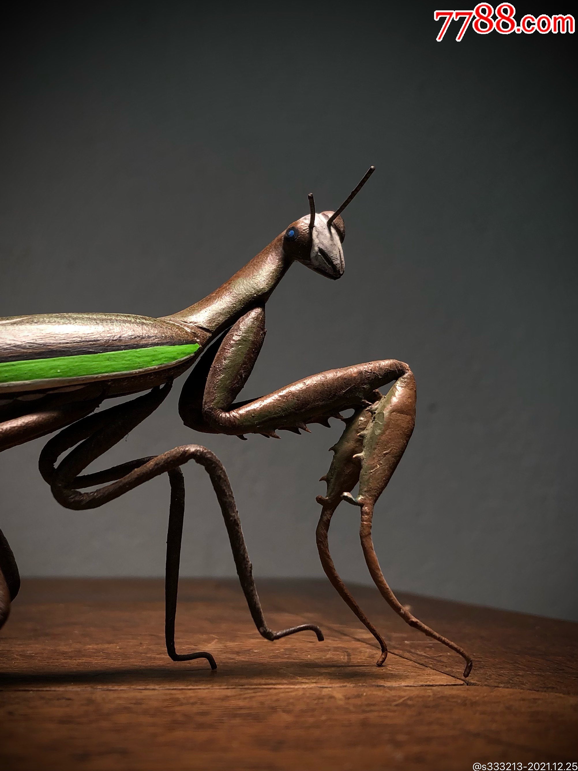 王元松老师手作木雕螳螂盆景造景精灵