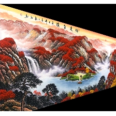 鸿运当头赵弘八尺山水保真出售