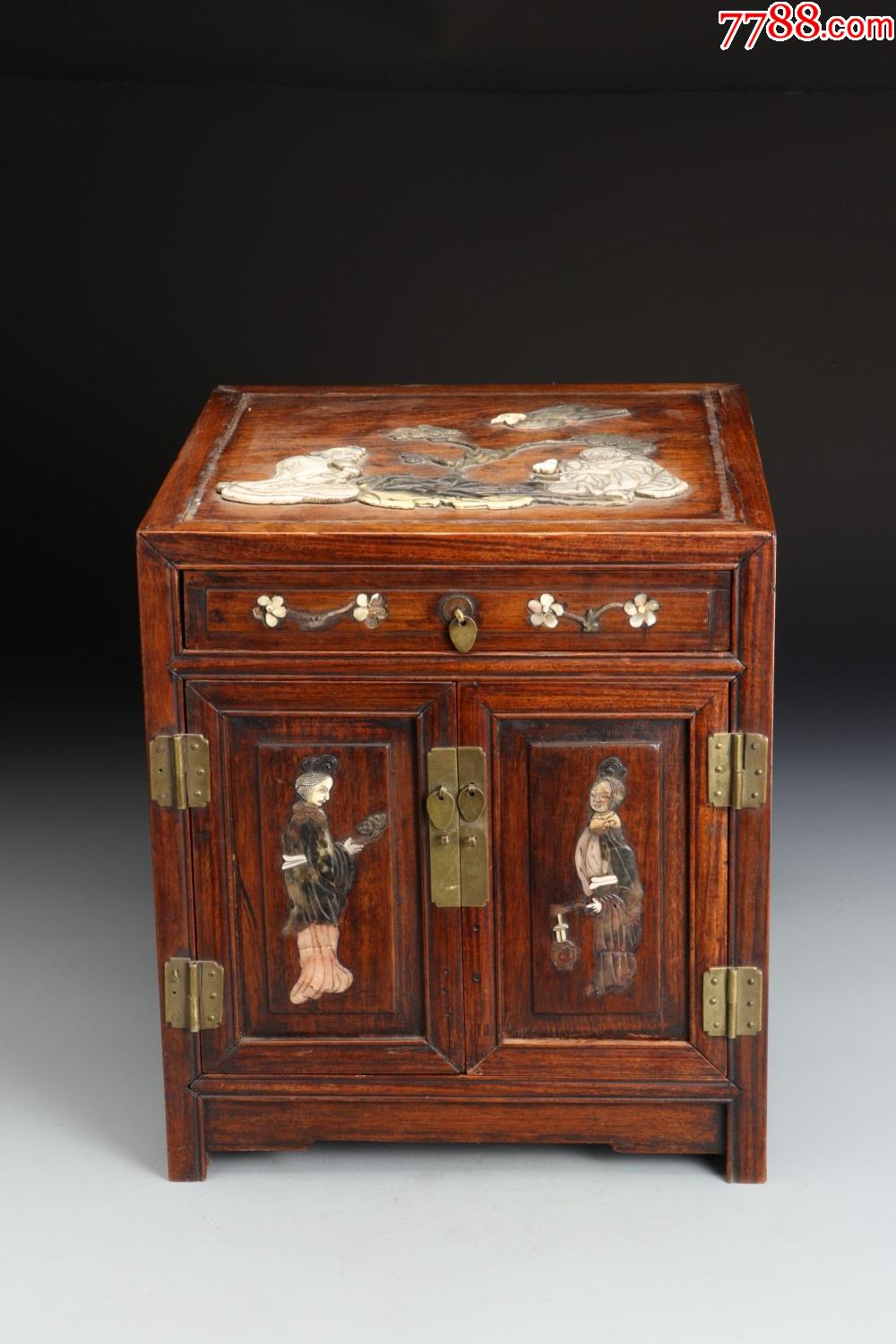 海南黄花梨嵌宝人物故事图百宝箱-价格:65000元-se84532634-木箱-零售