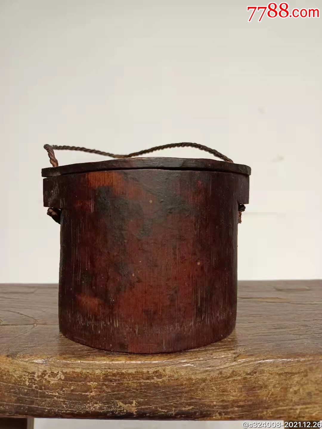 清代紫竹小提盒品相包浆一流高度9公分