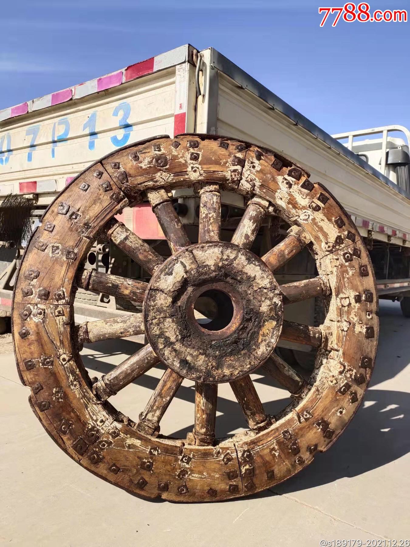 清代黄檀木大车轮13