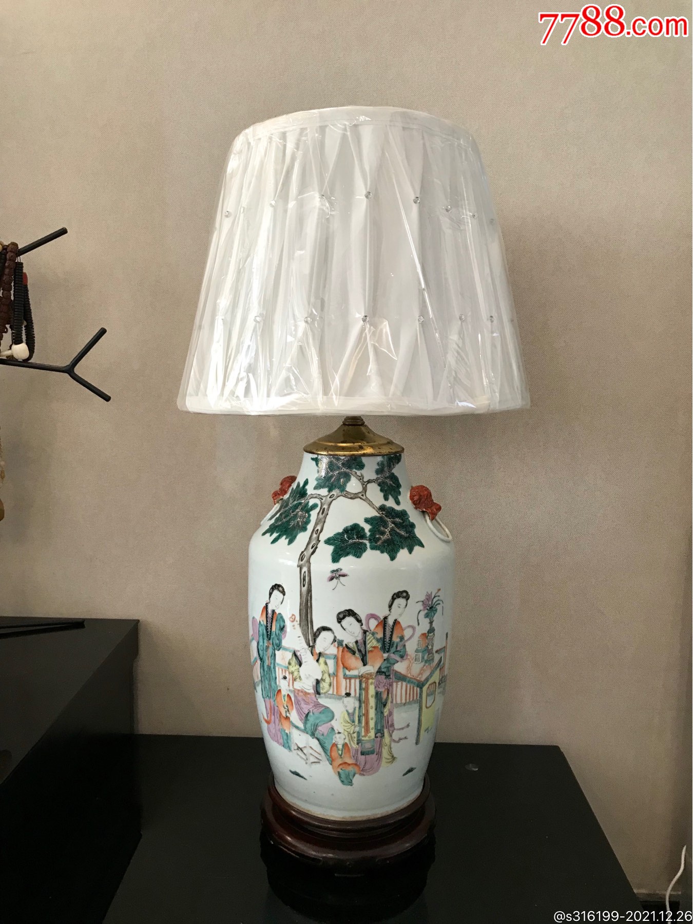 清晚期粉彩人物瓶改台灯-价格:1500元-se84546894-彩绘瓷/彩瓷-零售