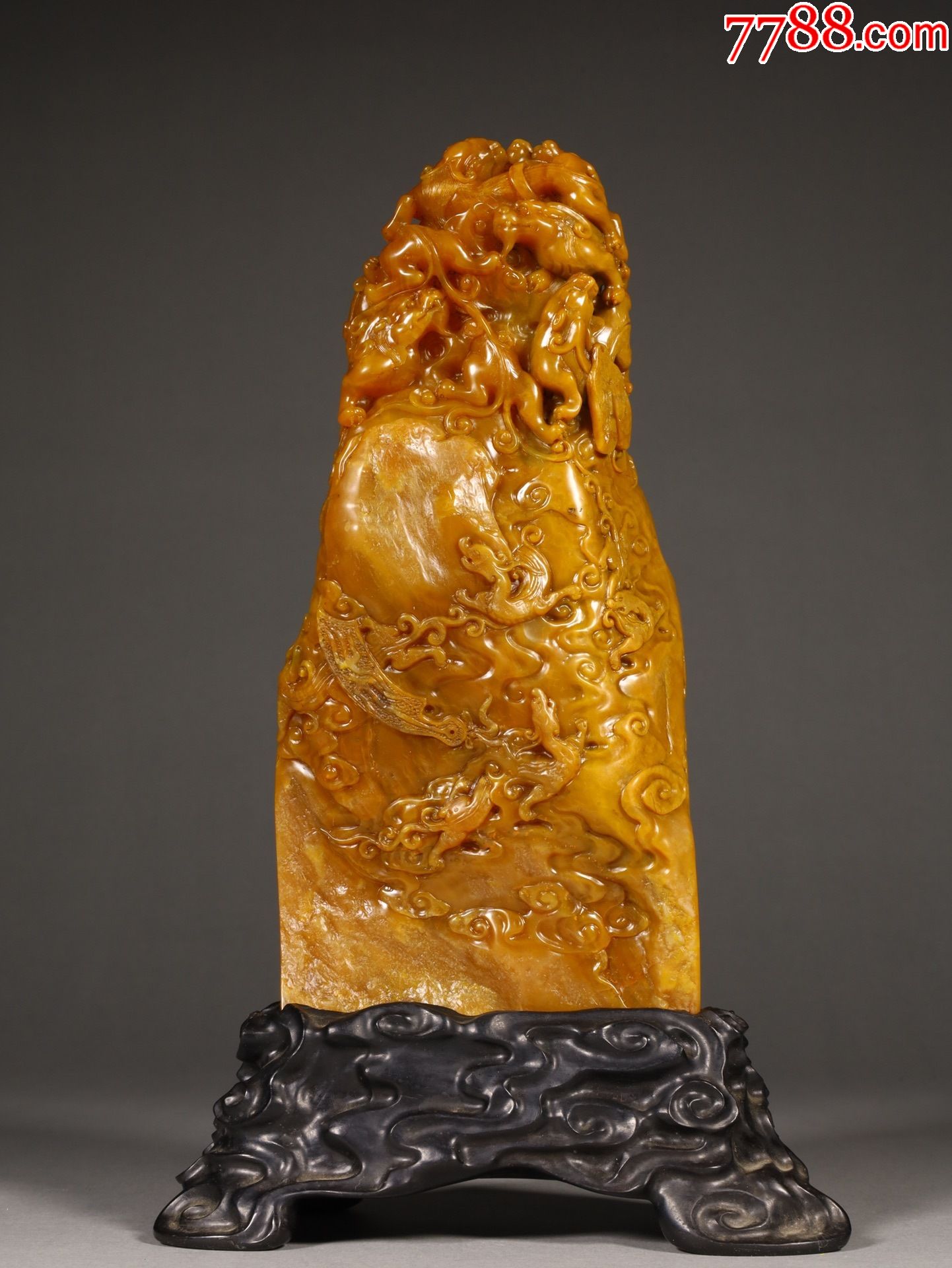 寿山田黄螭龙纹印章a84s480f_寿山石_品种图片_收藏价格_7788核雕收藏