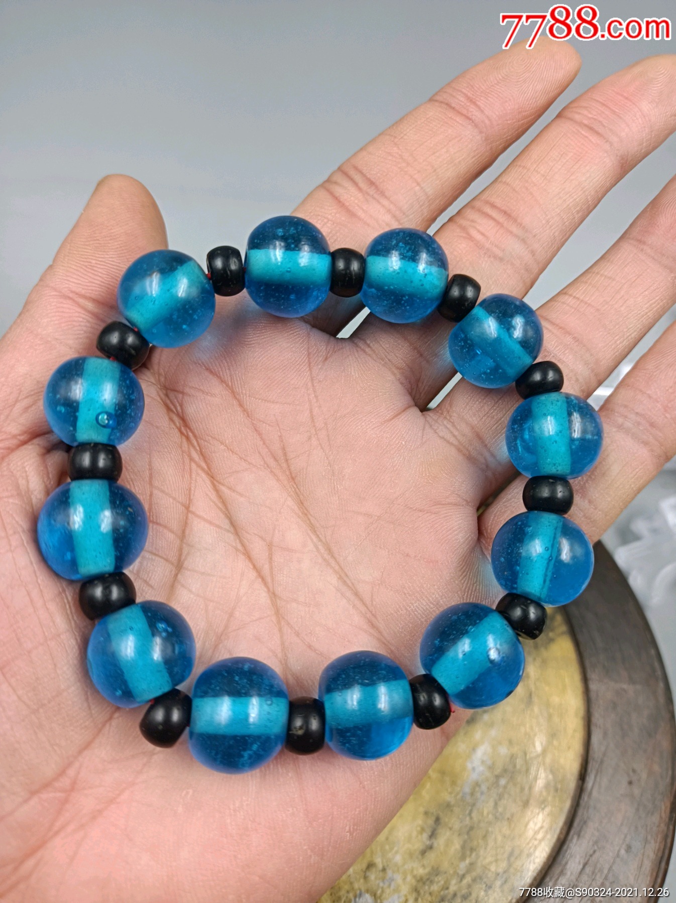 民国宝蓝蓝琉璃手串-价格:300元-se84552395-琉璃珠/球-零售-7788收藏