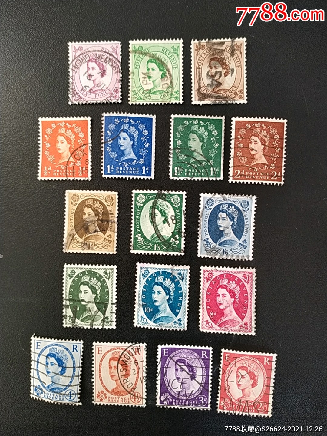 195557年英国女王伊莉莎白二世普通水印邮票17全销