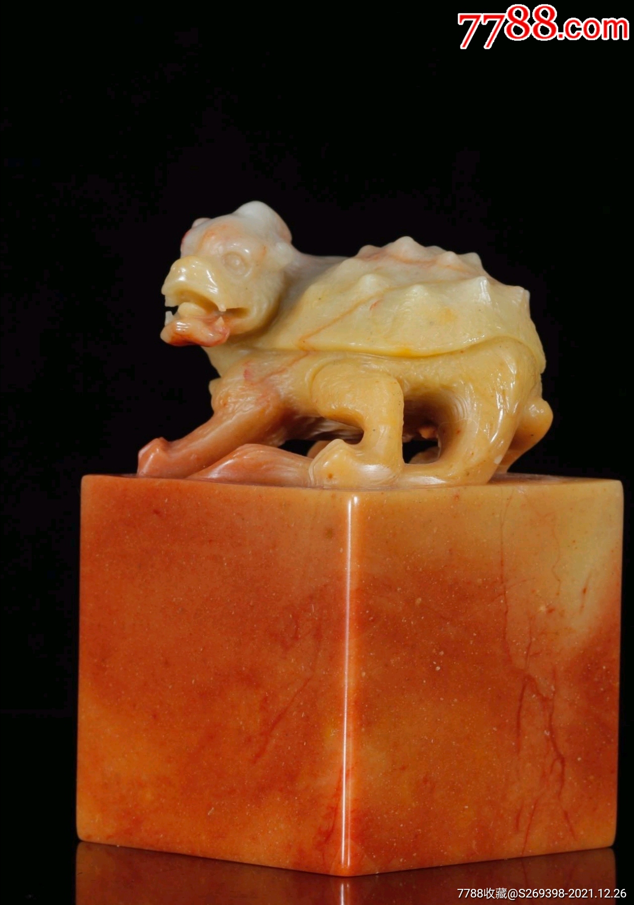 瑞兽送福巧雕寿山石大尺寸印章石-价格:1988元-se84554256-寿山石印