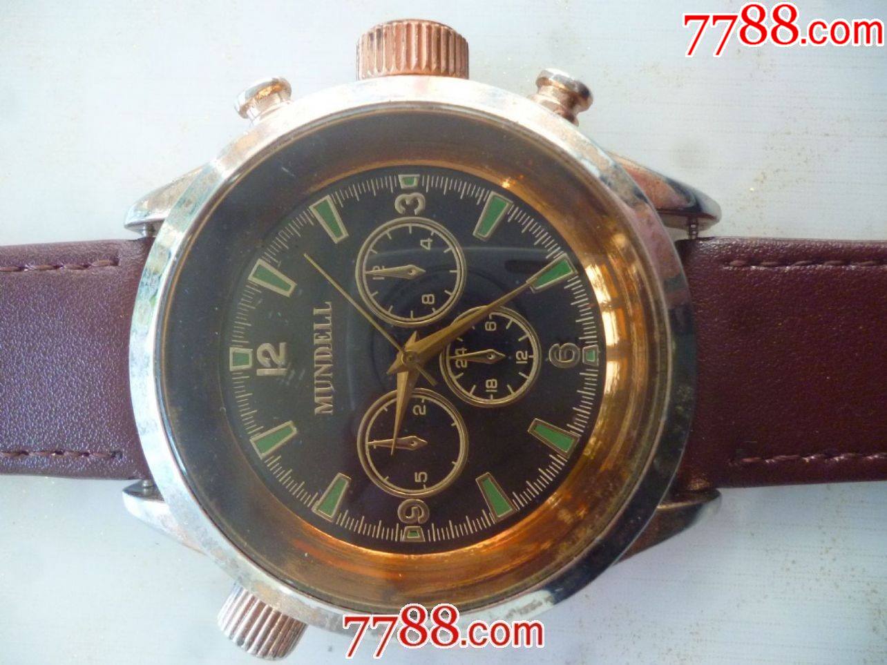 大漂亮美品玫瑰金镀金mundell男士古董老表一块很新佩戴美品