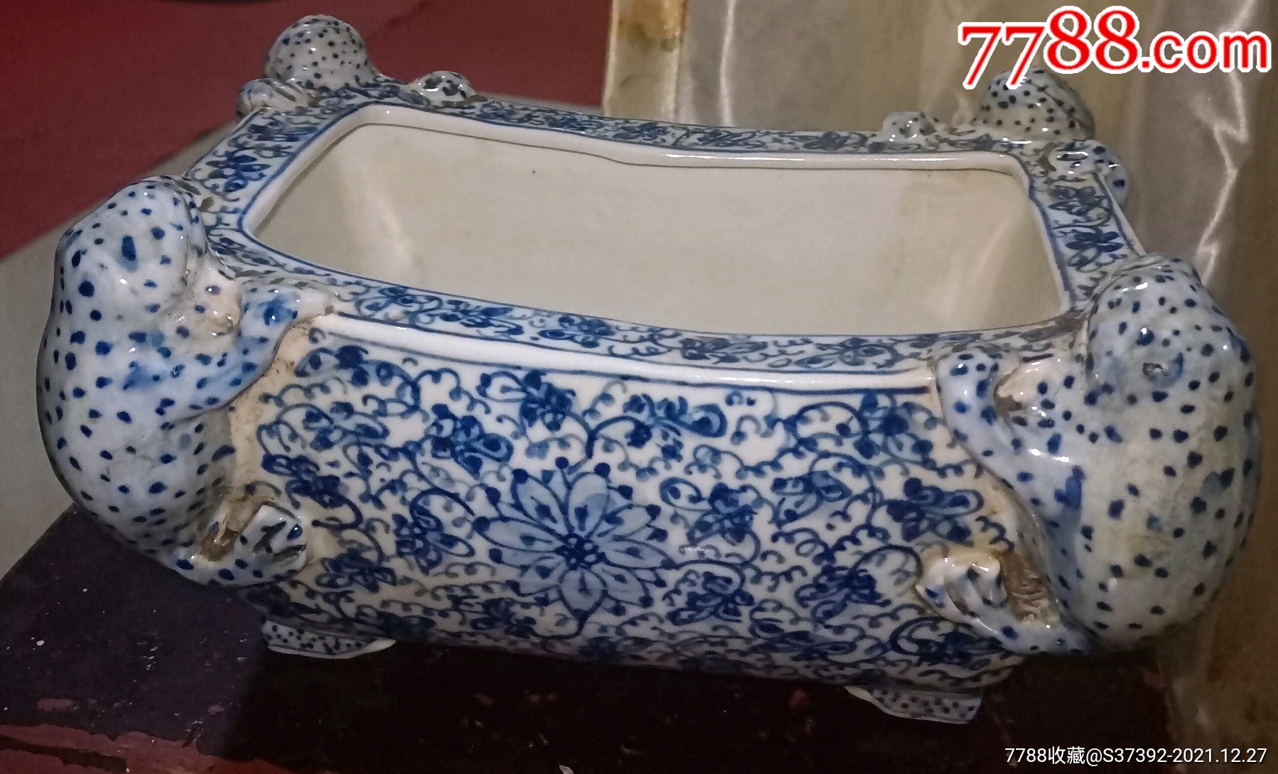 四蟾青花炉,乾隆七年旭华堂制-价格:1258元-se84572887-青花瓷-零售