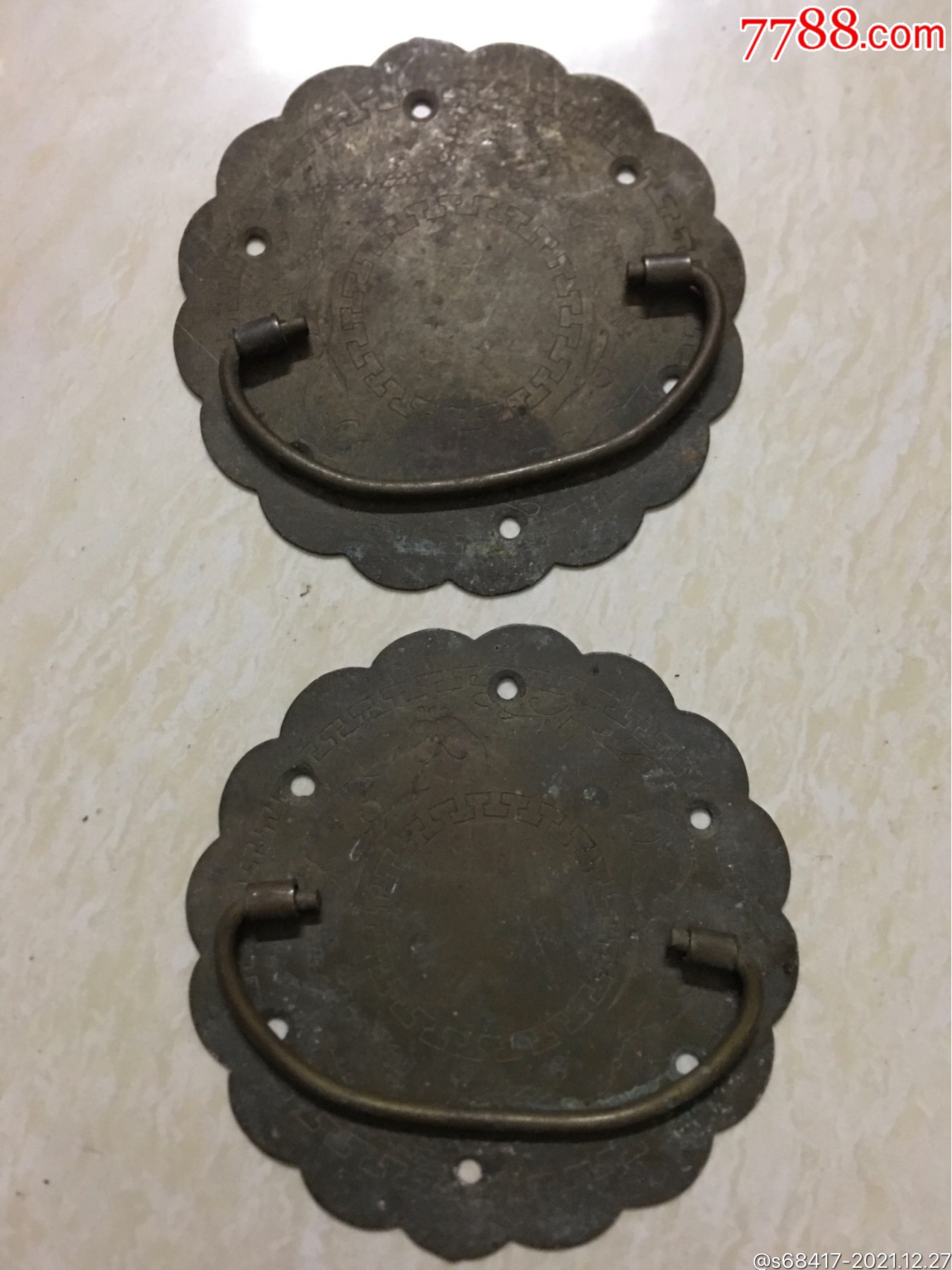 民国大箱铜拉手一对