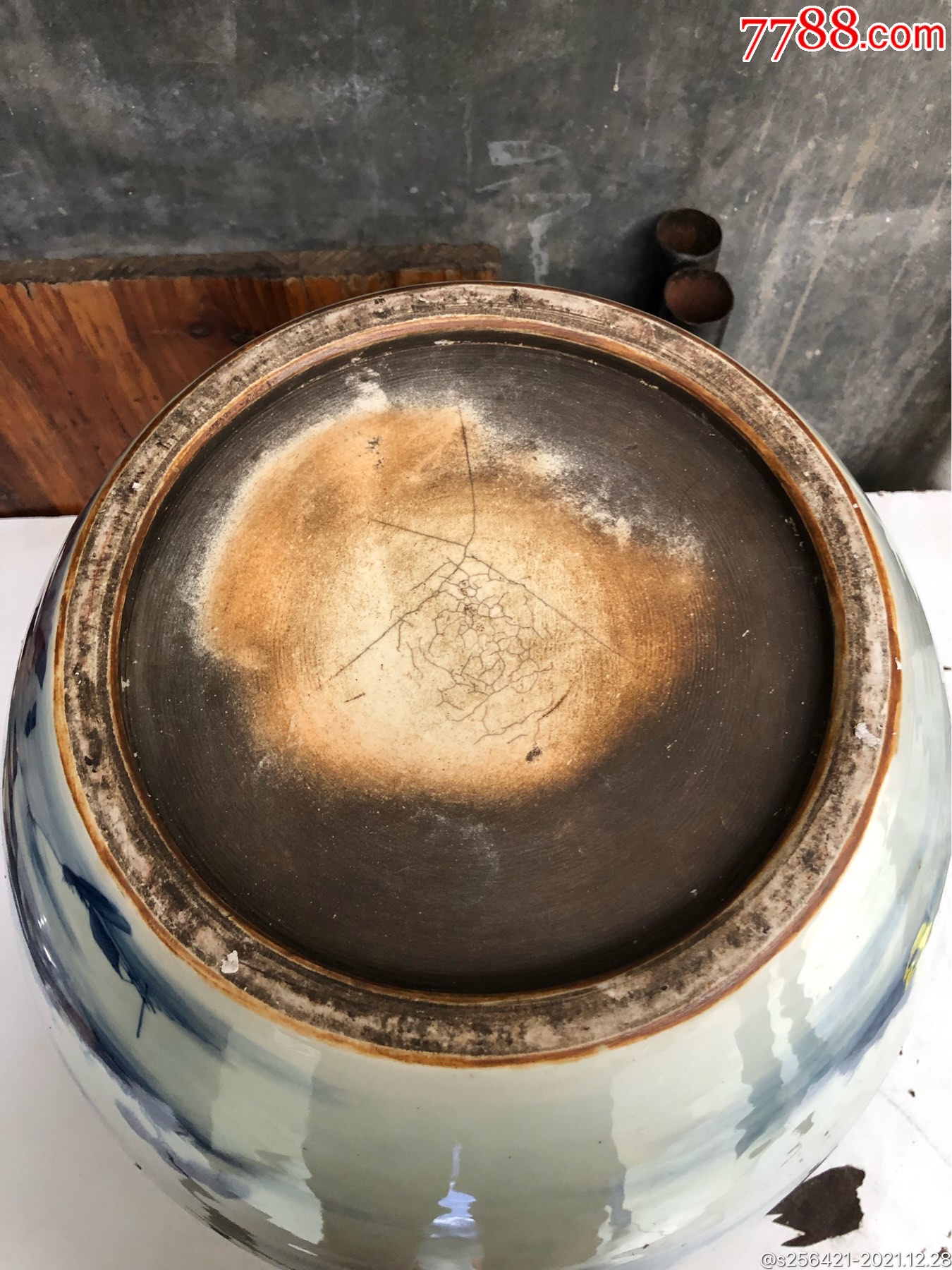 清代青花山水人物画缸-价格:3000元-se84583075-青花瓷-零售-7788陶瓷