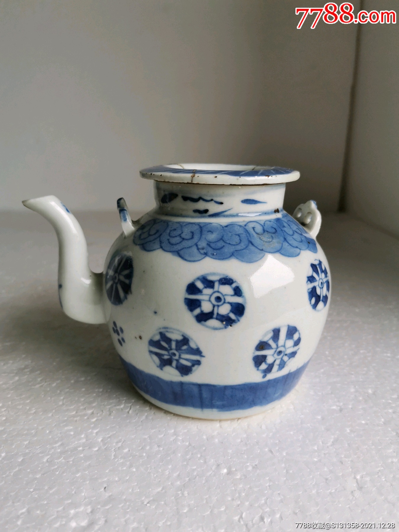 晚清青花皮球花壶_青花瓷_图片鉴赏_收藏价值_7788白瓷收藏