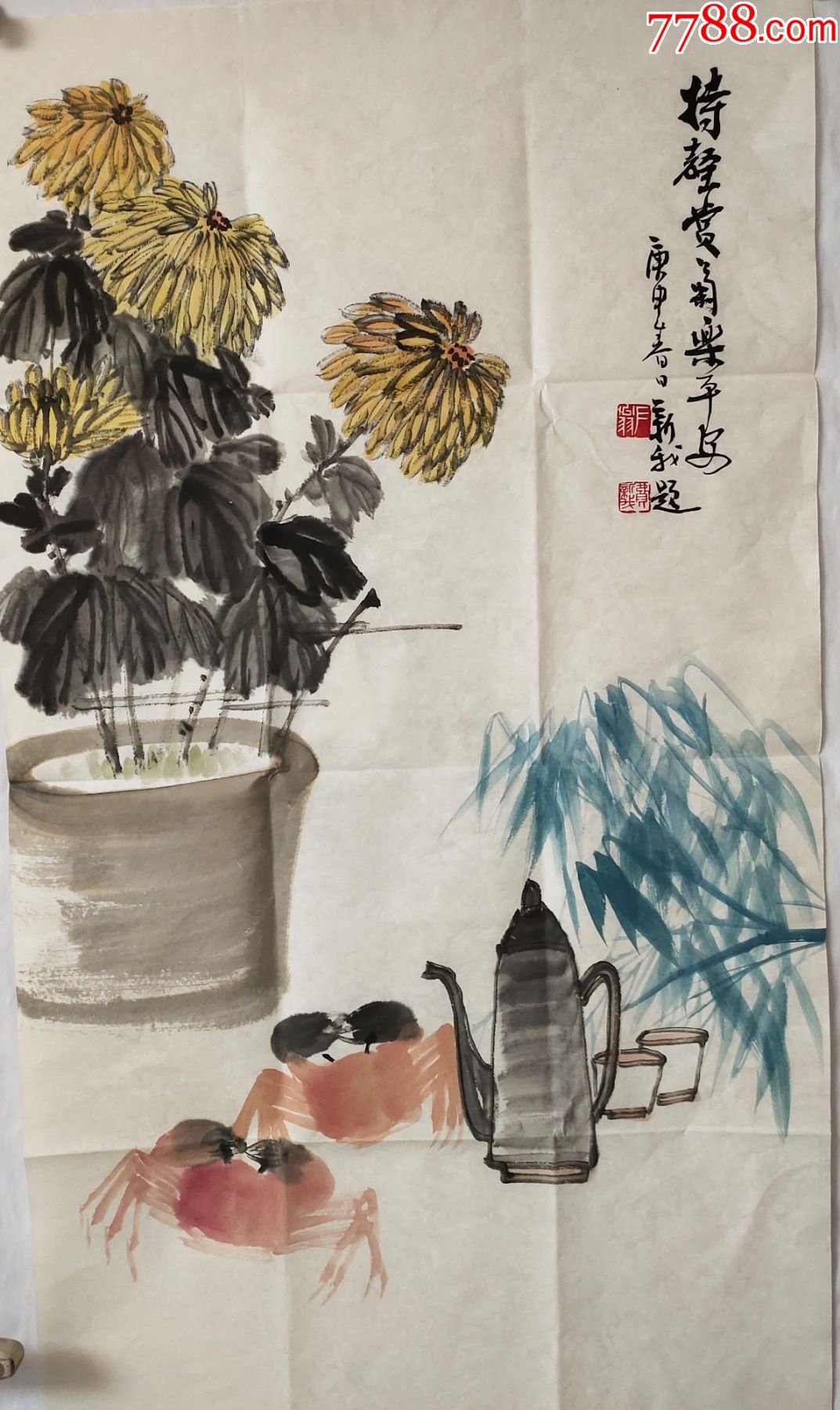 左腕书法家费新我花鸟画50*90_花鸟国画原作【爱收藏的小学僧】_第2张