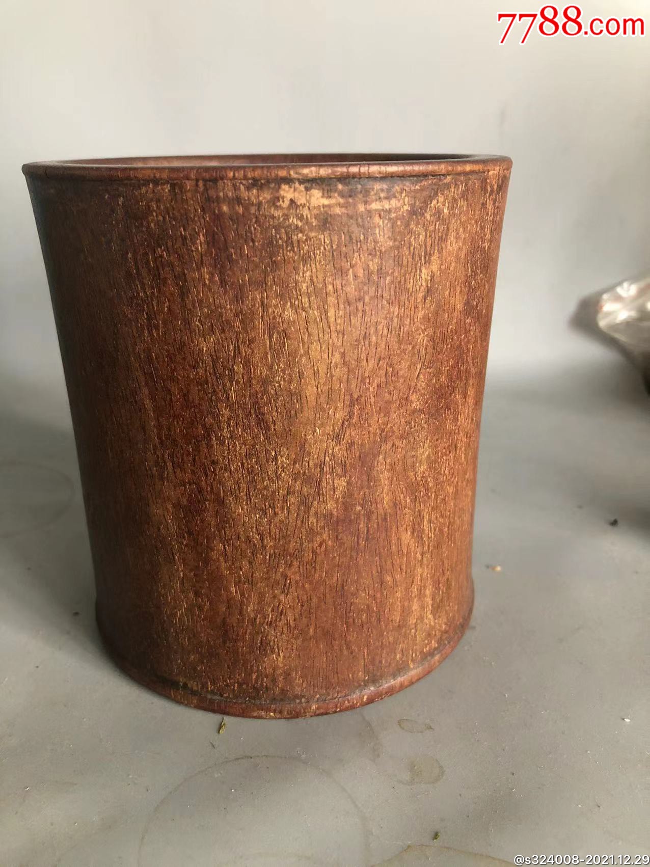 清代花梨木笔筒牛毛纹保浆好