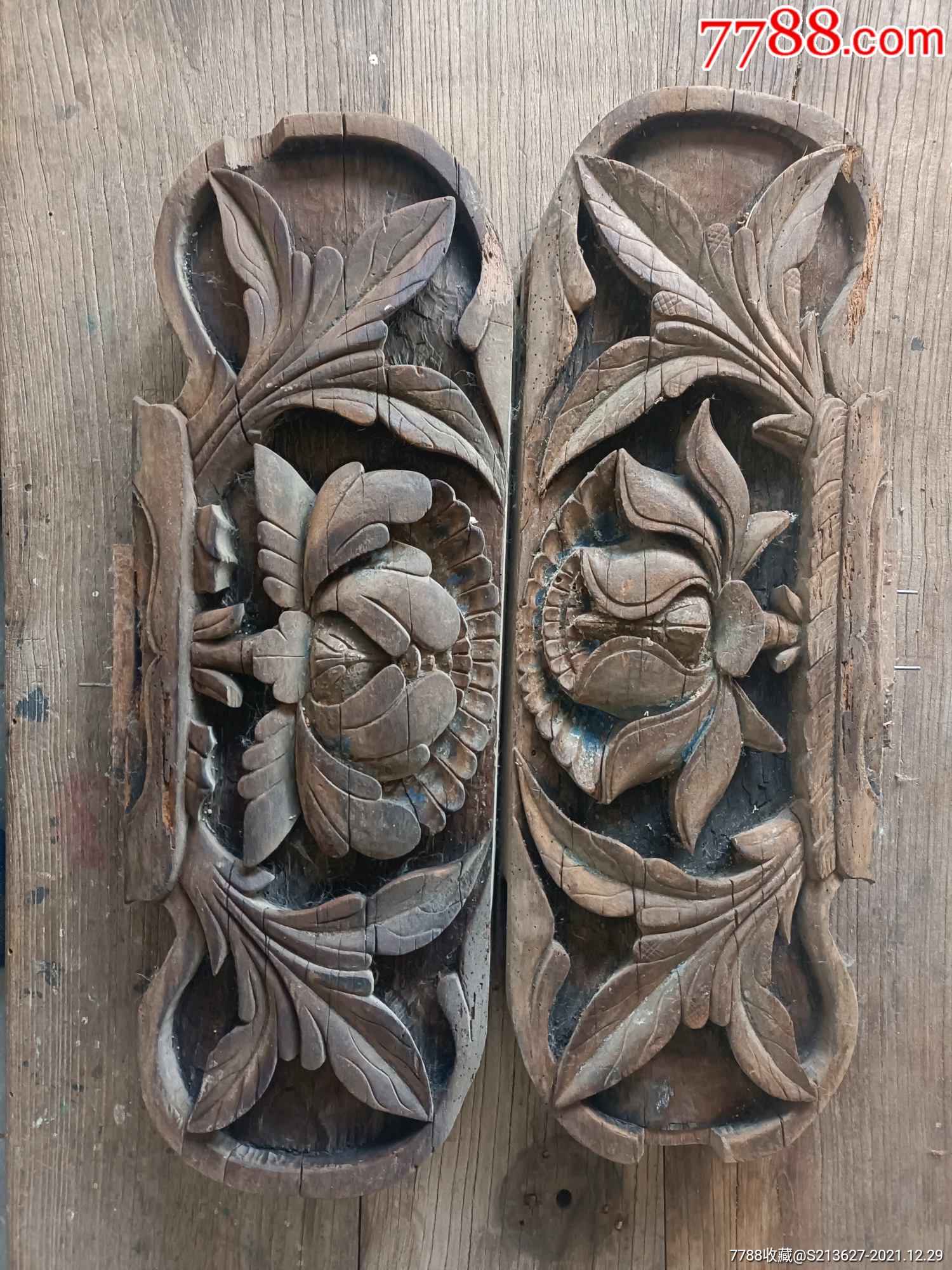 明代古建筑木雕件一对