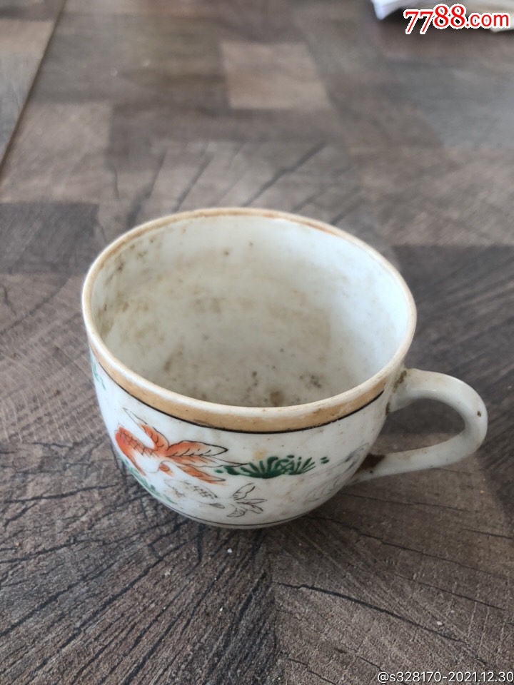 老式彩绘瓷杯