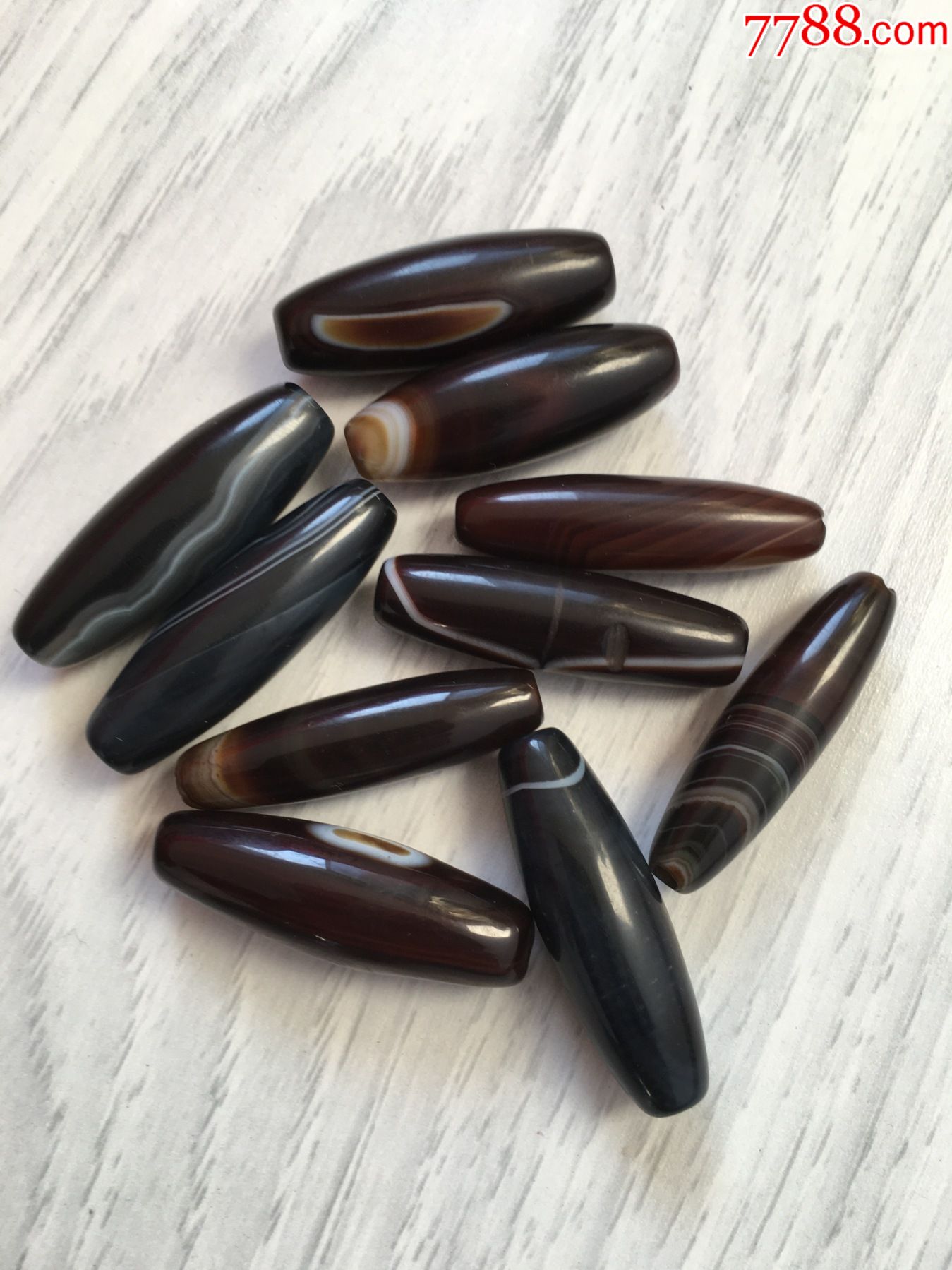 甩卖10个天然黑缠丝玛瑙勒珠包邮