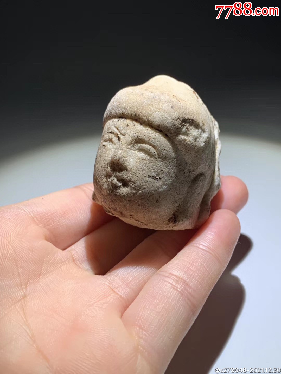 唐代汉白玉佛头