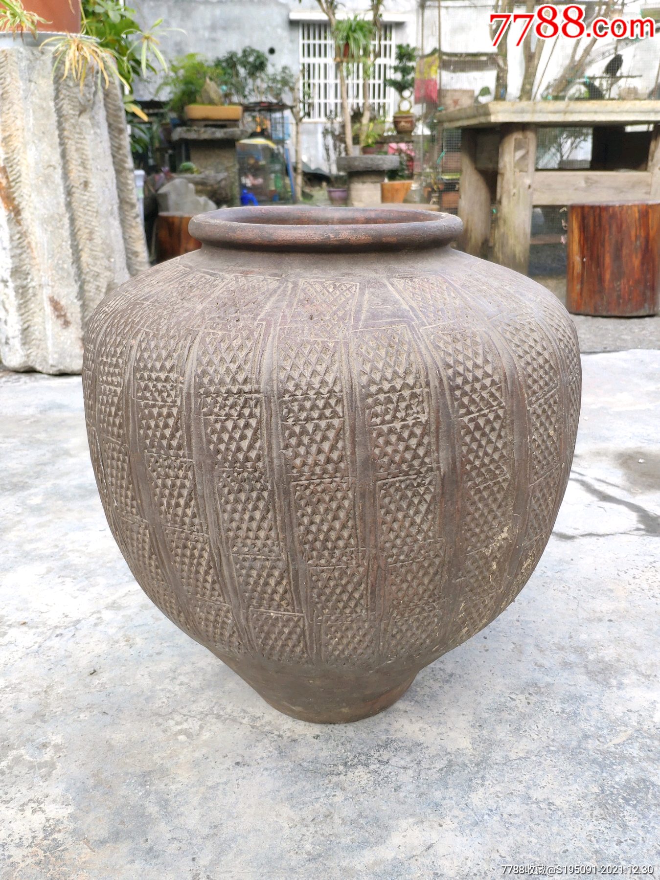 民国印花大酒坛大陶缸陶罐