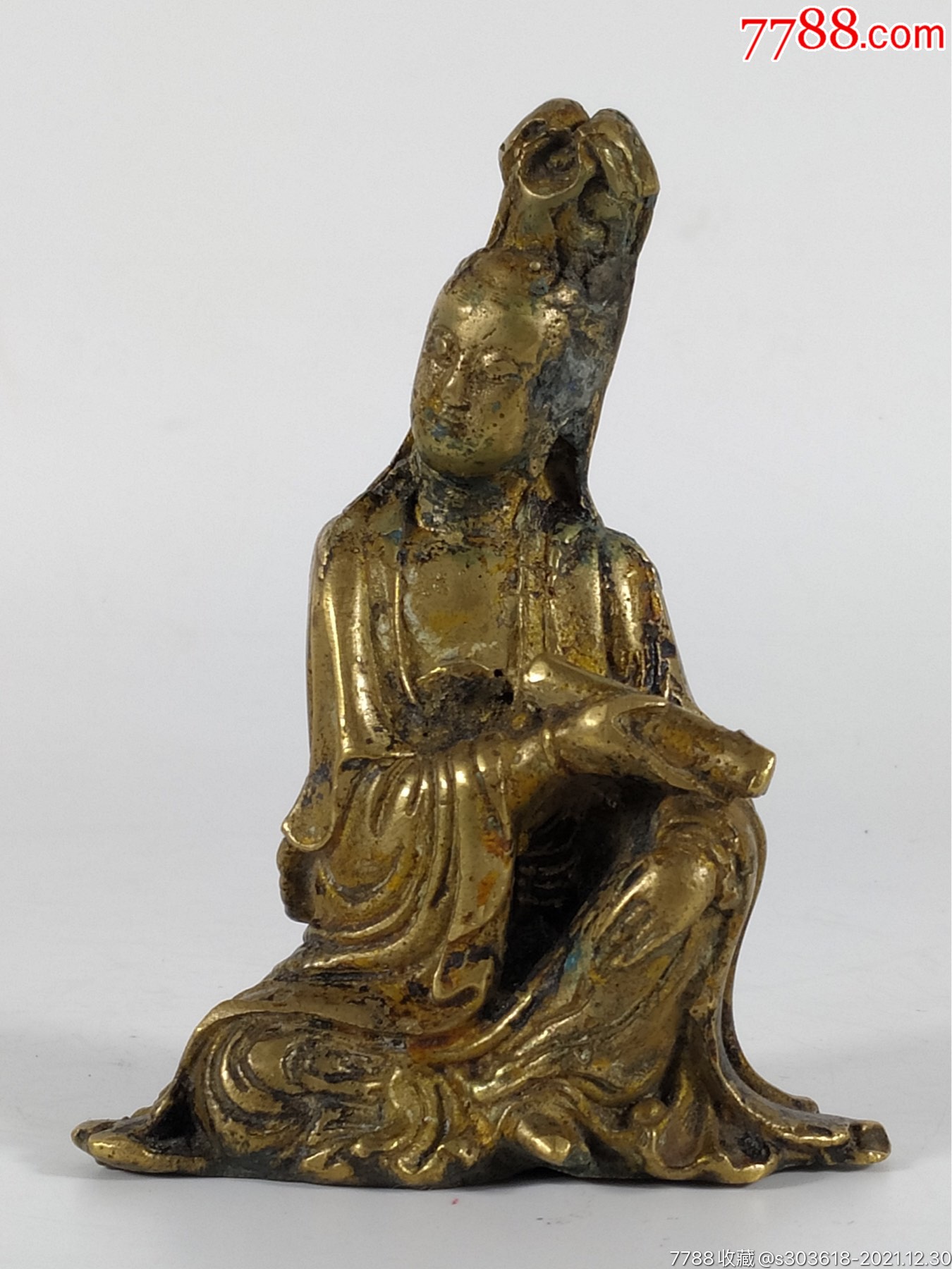 品名:清代鎏金铜观音-价格:650元-se84632521-铜像/铜佛像-零售-7788