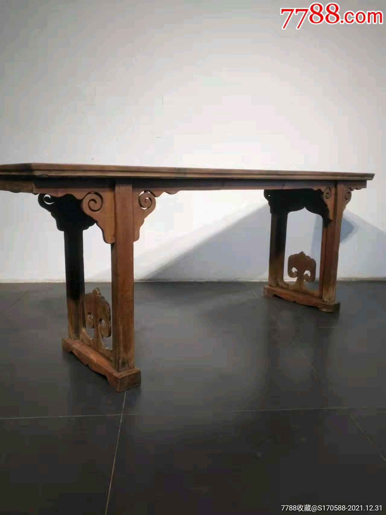 明代楠木独面文房书案做工精典秀气保存完整自然老皮克尺寸长216宽5