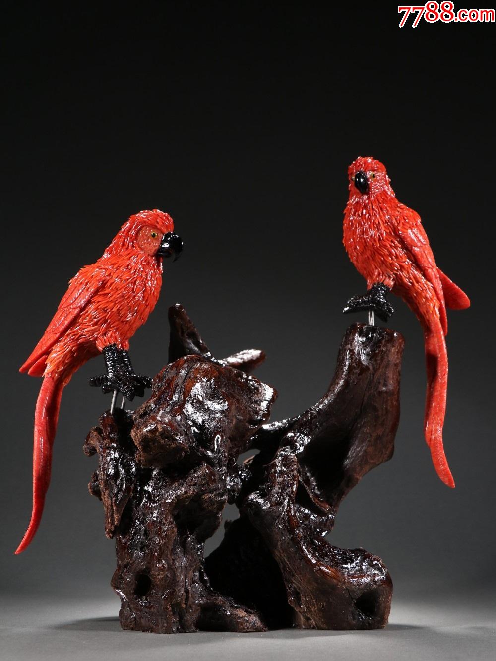 回流鹦鹉摆件一对