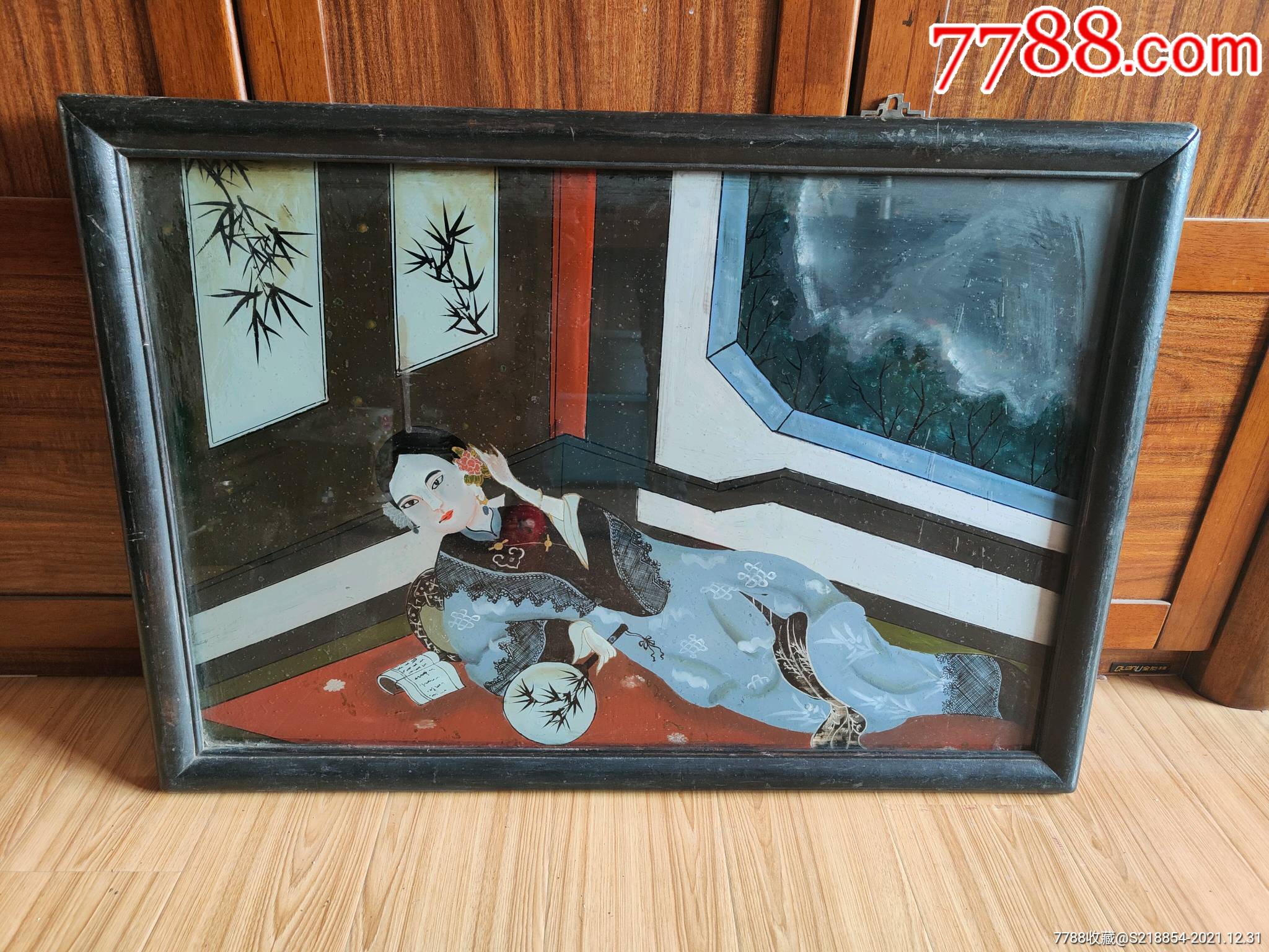 清代美人镜玻璃画_价格500元_第1张_7788收藏__收藏热线