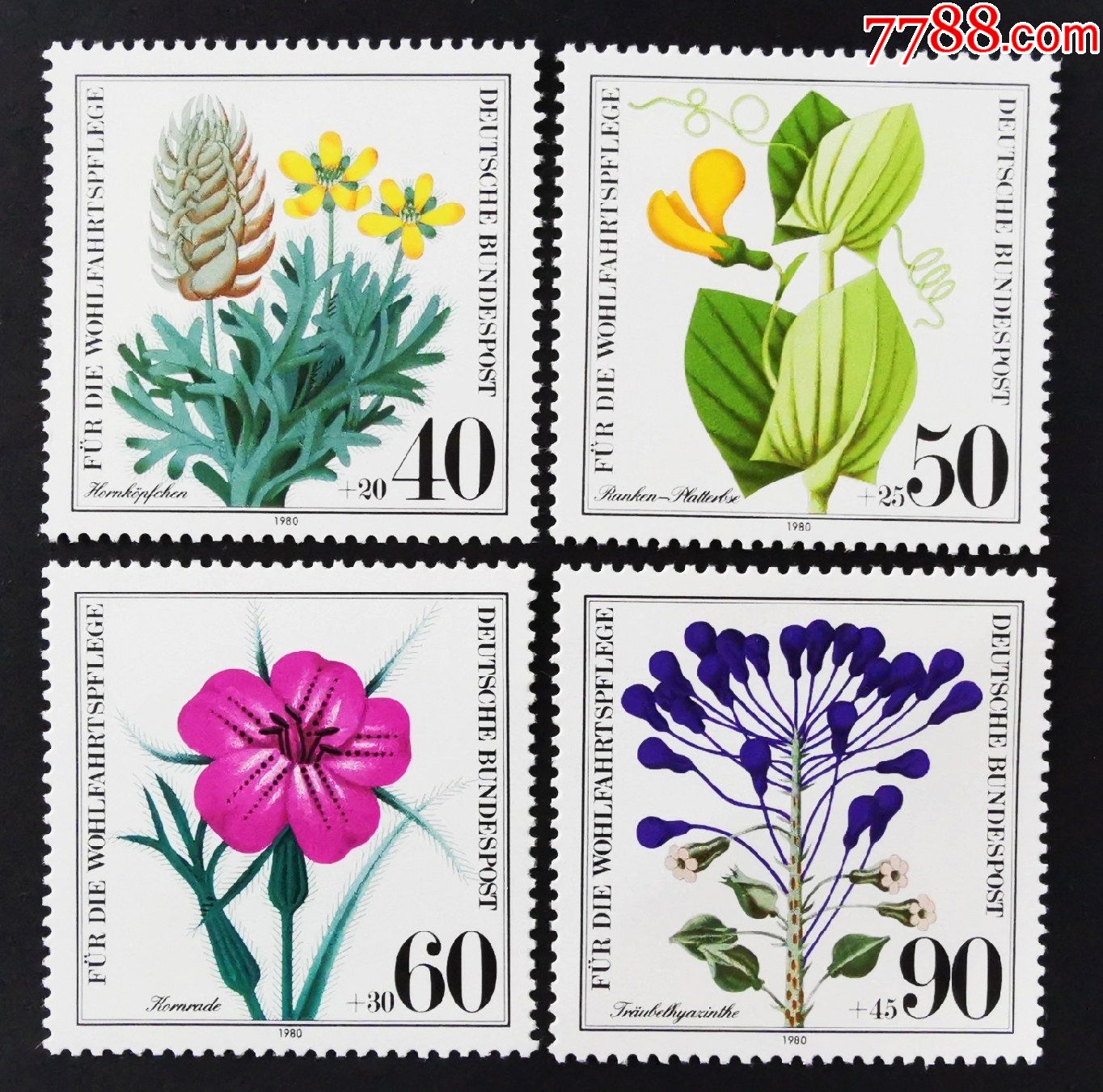 10a德国西德1980邮票濒危的野生花卉植物4全新原胶全品