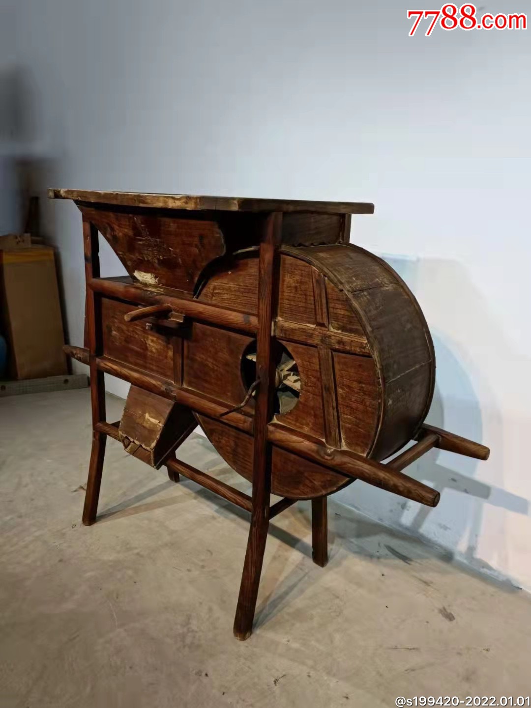 民国手摇老风车保存完好民俗博物馆收藏展览佳品