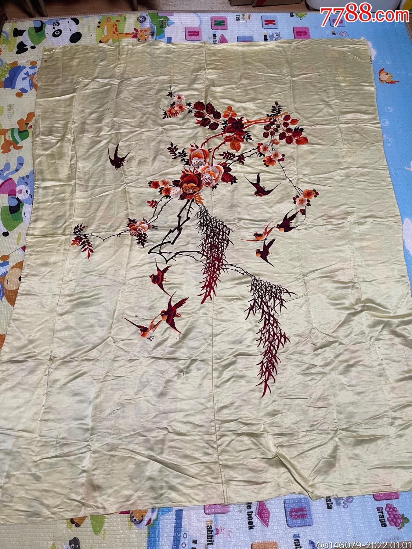 手绣真丝被面