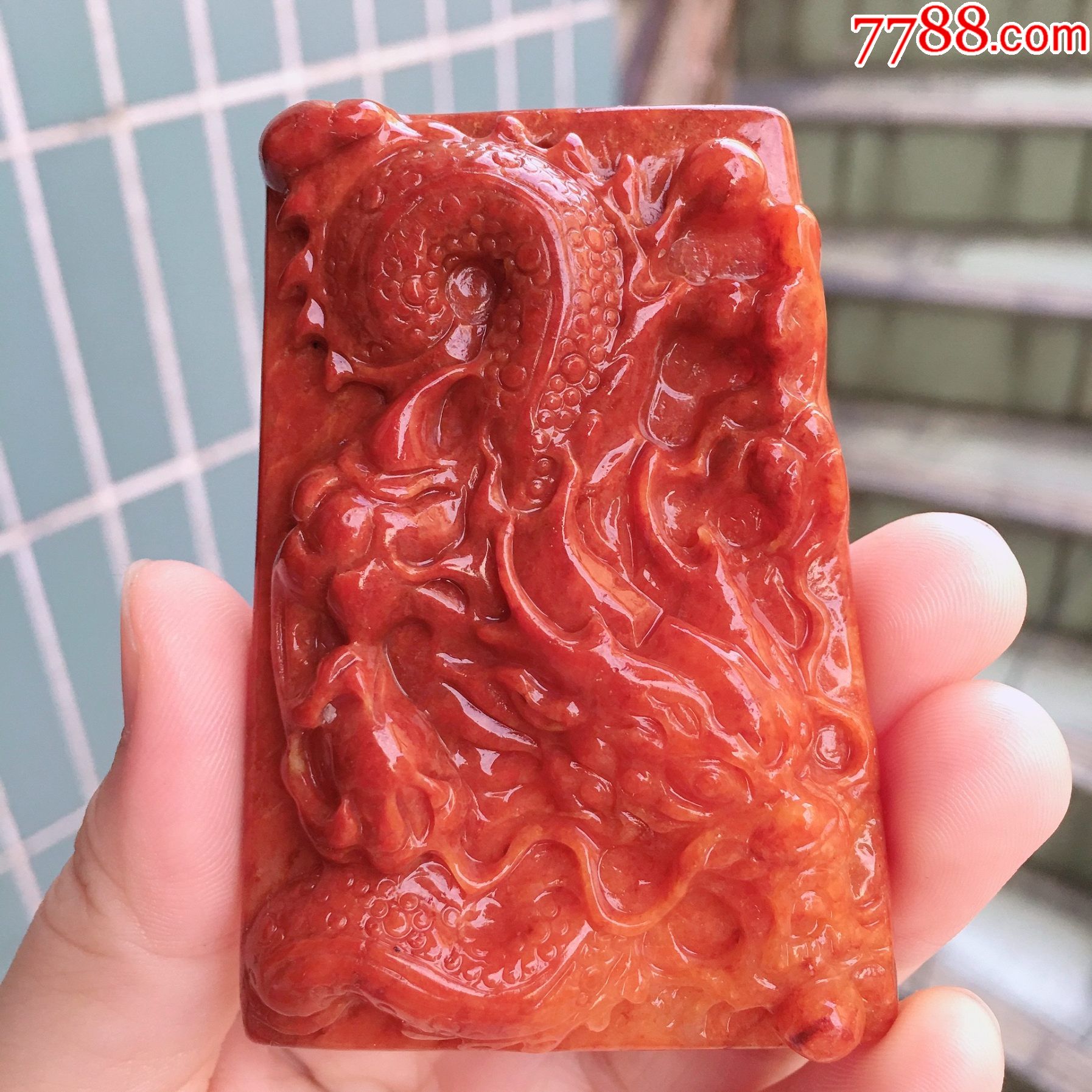 天然翡翠a货老坑冰糯种红翡龙牌水润精雕玉吊坠大挂