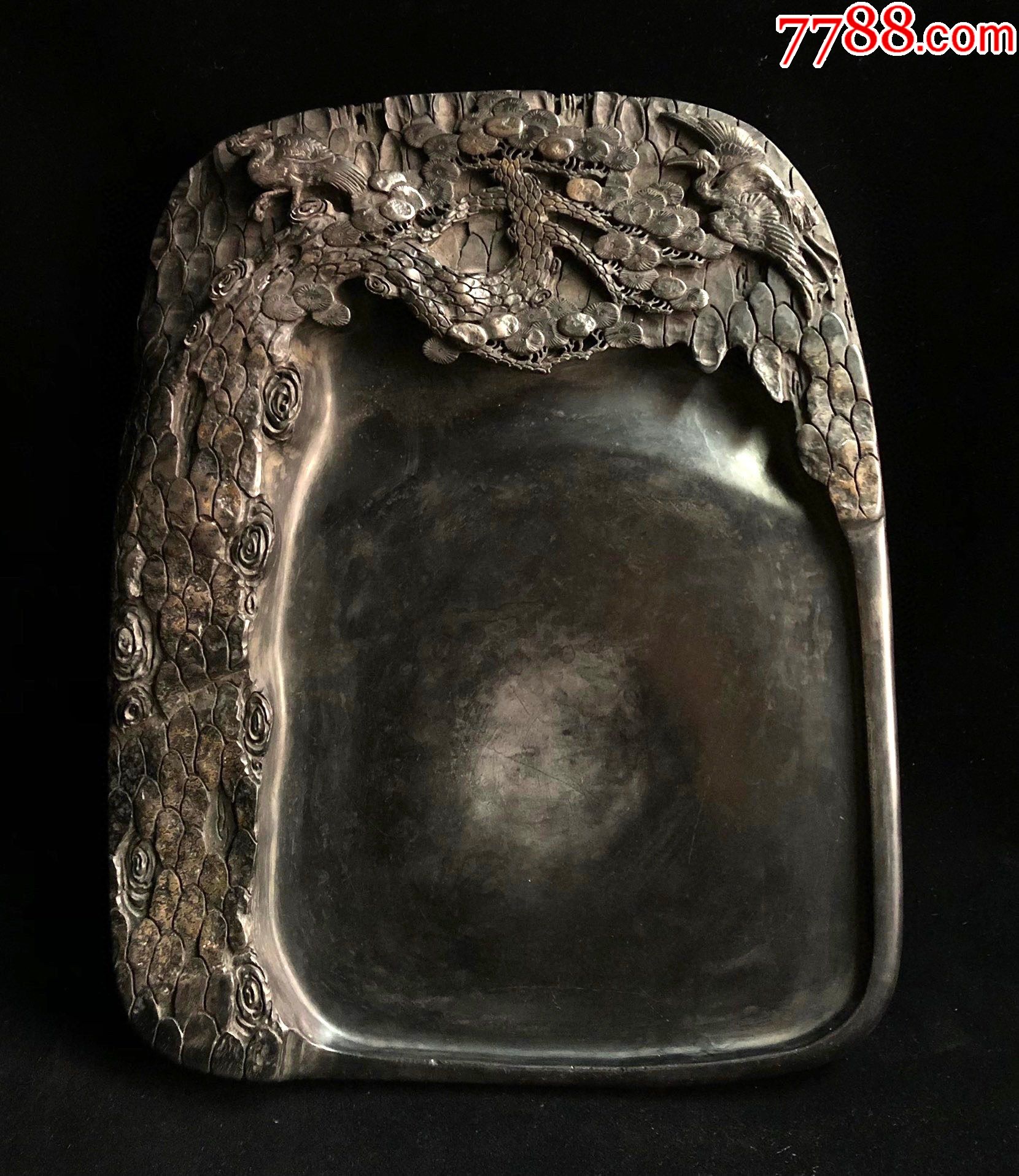 名家宋荦松鹤延年端砚