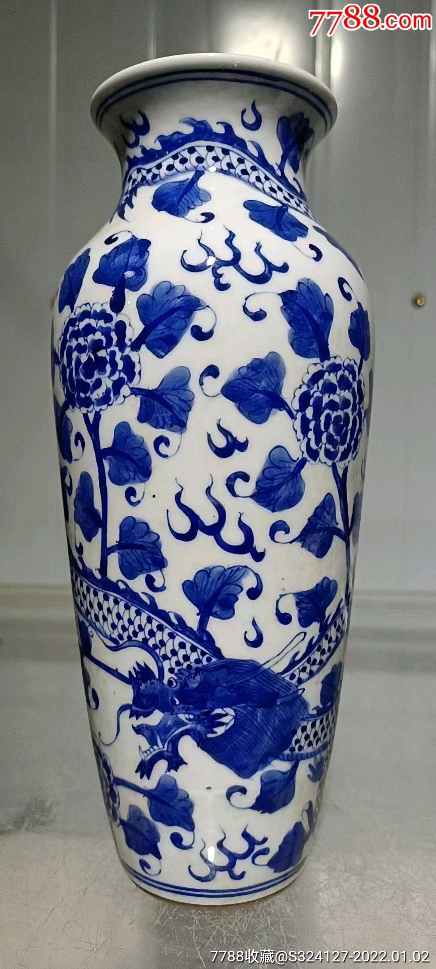清代青花龙纹筒瓶_青花瓷_图片价格_收藏价值_7788铜锁收藏
