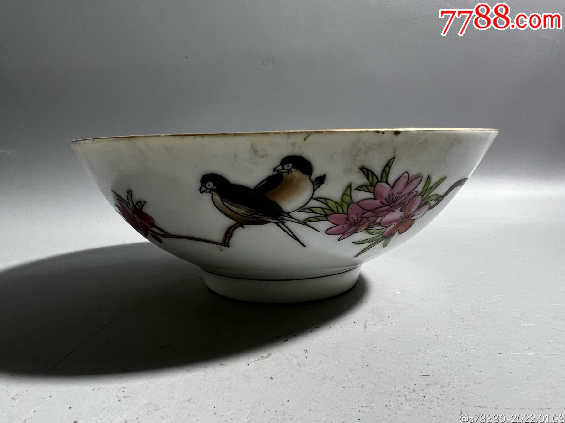 567瓷器文革时期手绘喜鹊登梅大碗一只4