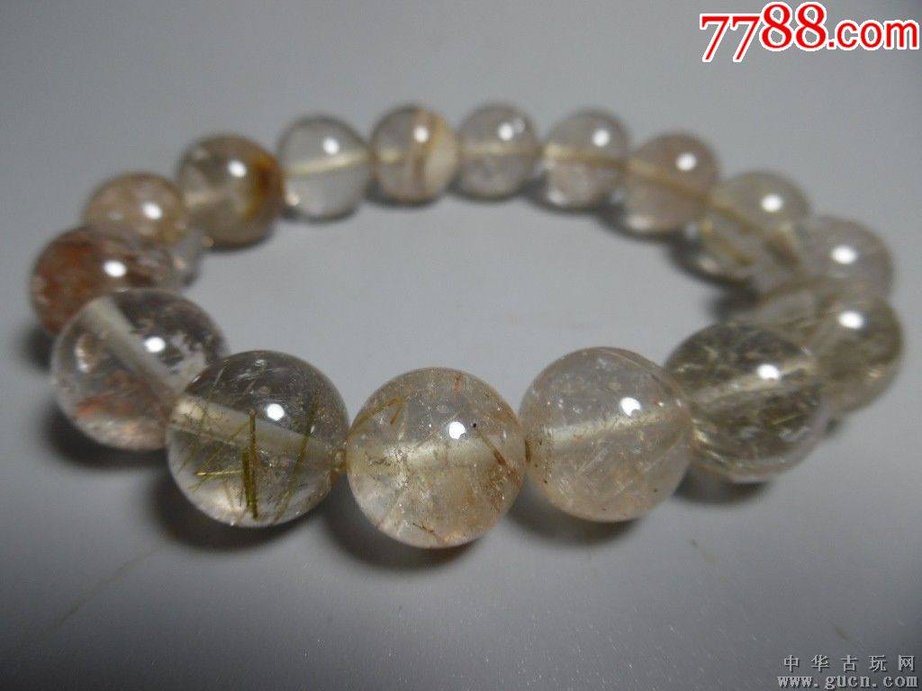 民国金丝发晶珠子水晶珠手链一件