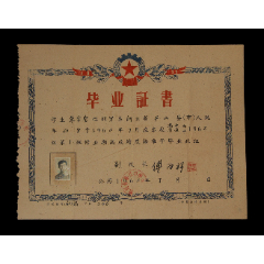 1962年：四川省綦江中学【毕业证书】一个（原印折叠邮寄）