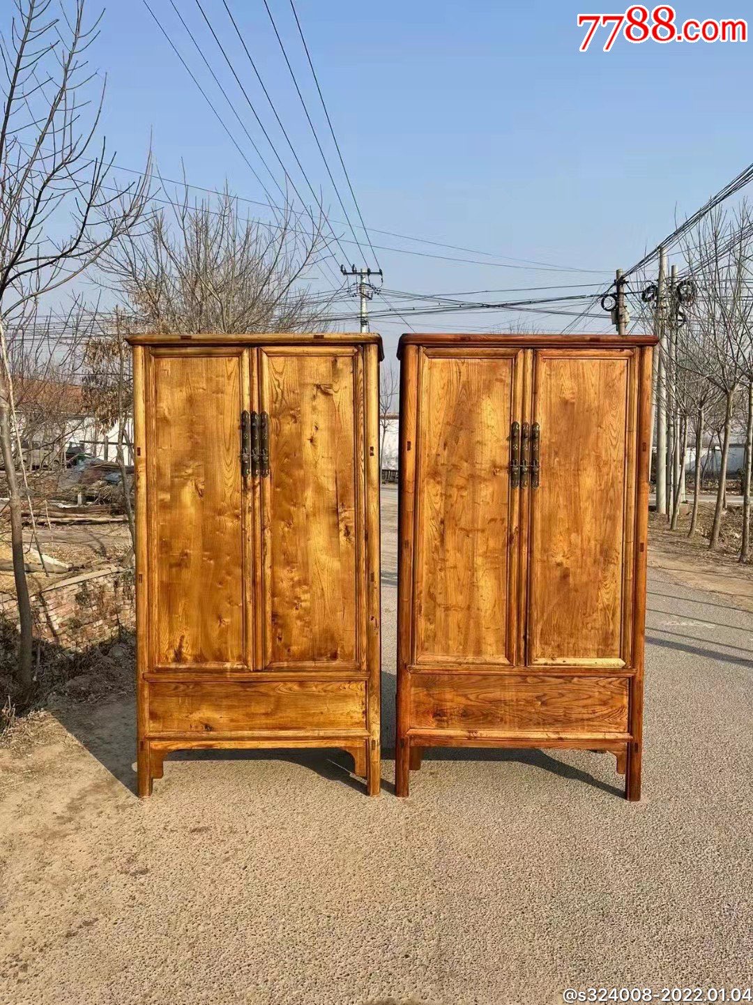 清代楸木原木色圆角柜品相完好做工精细结实牢固正常使用大号9957