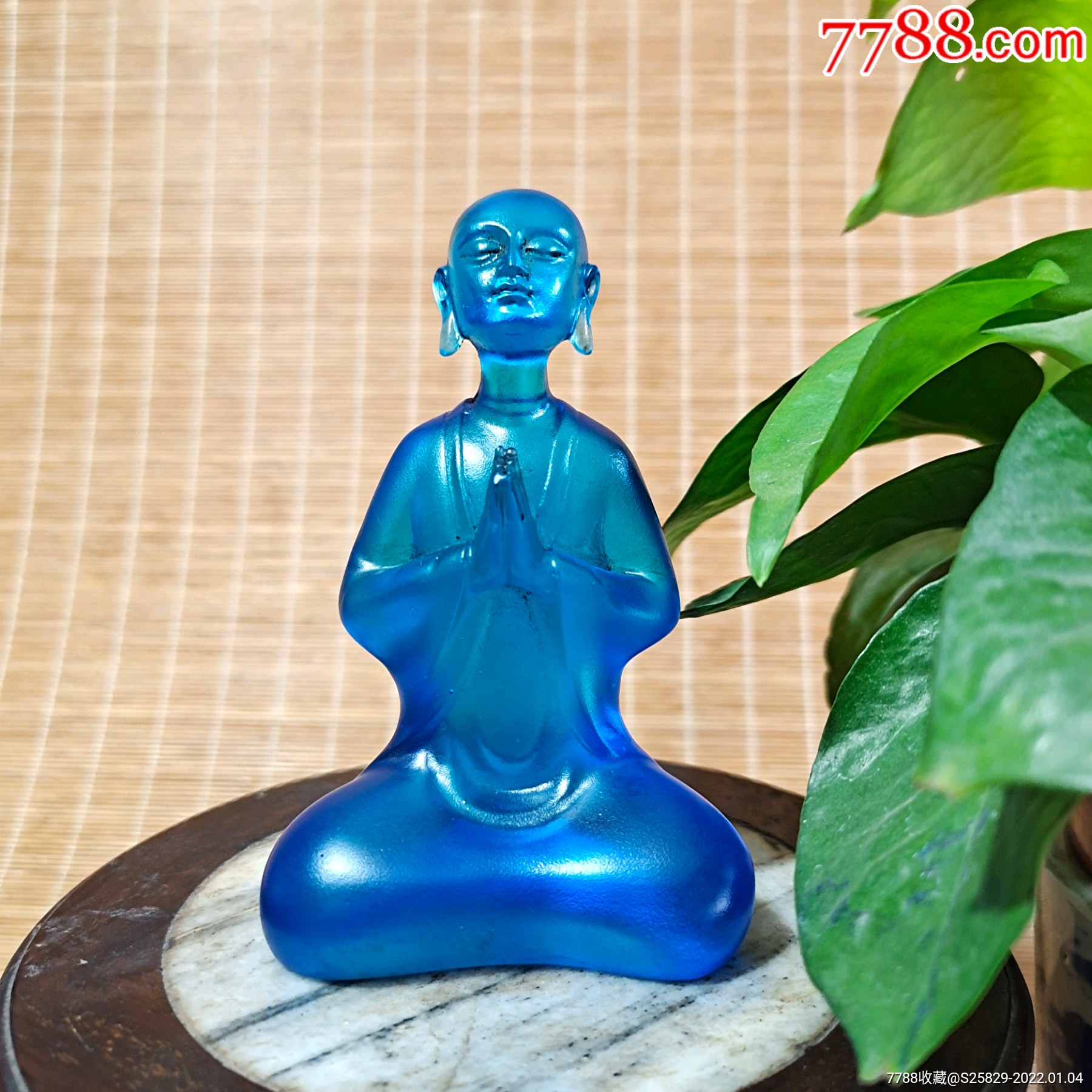 旧藏蓝晶悟道摆件