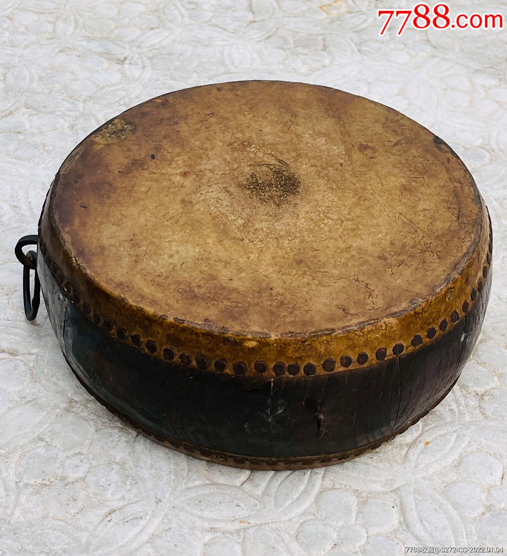 牛皮鼓包浆浑厚品相一流全品包老