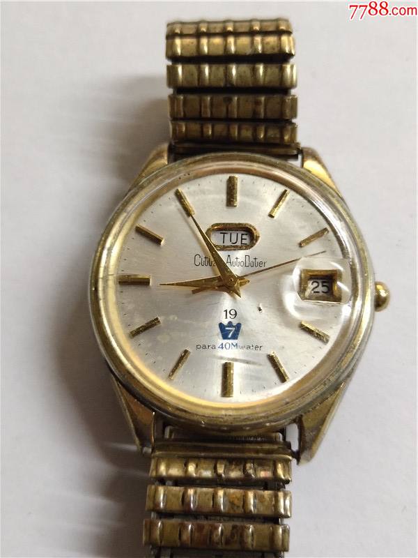 包金西铁城19钻轨道机芯单日历男自动表_手表/腕表_第1张_7788瓷器